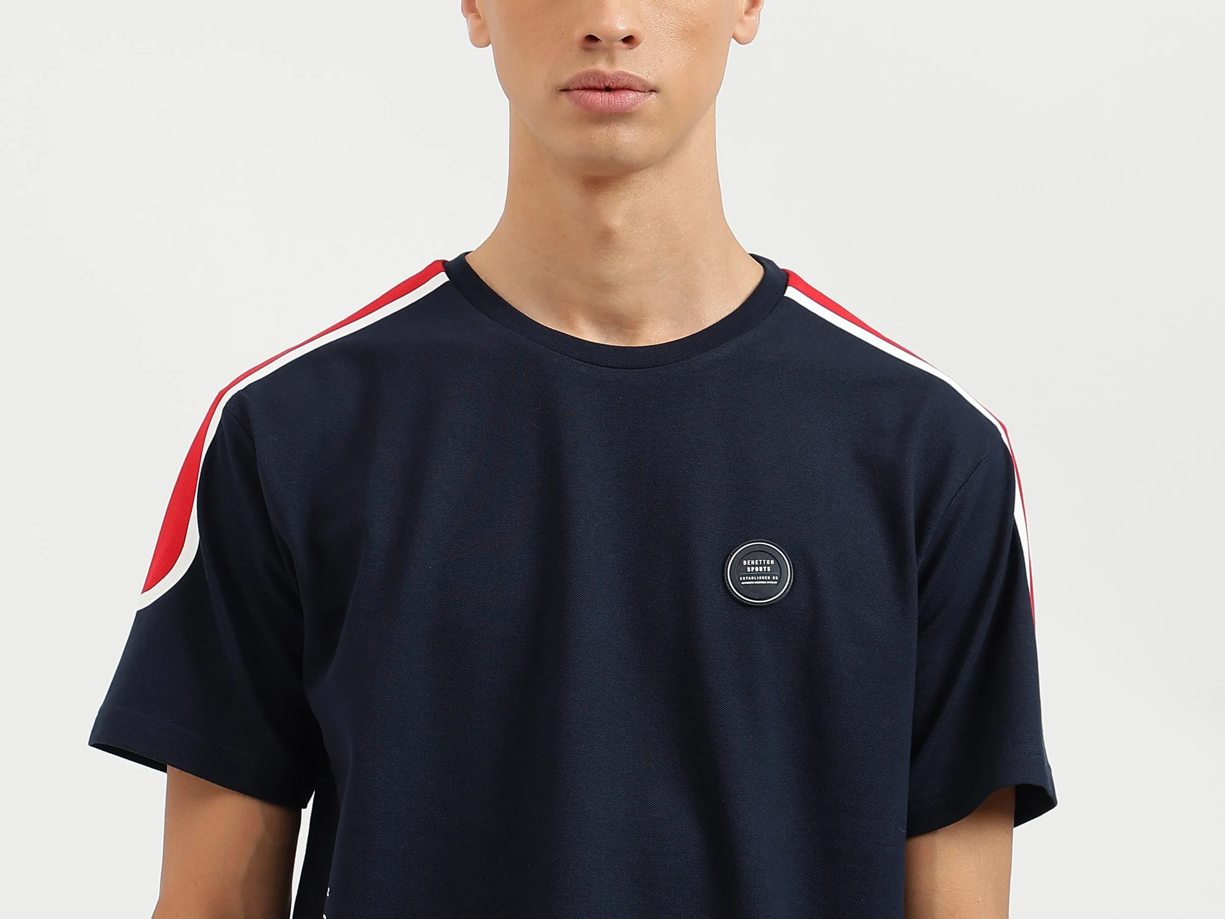 Boxy Fit Round Neck Colorblock Tshirt