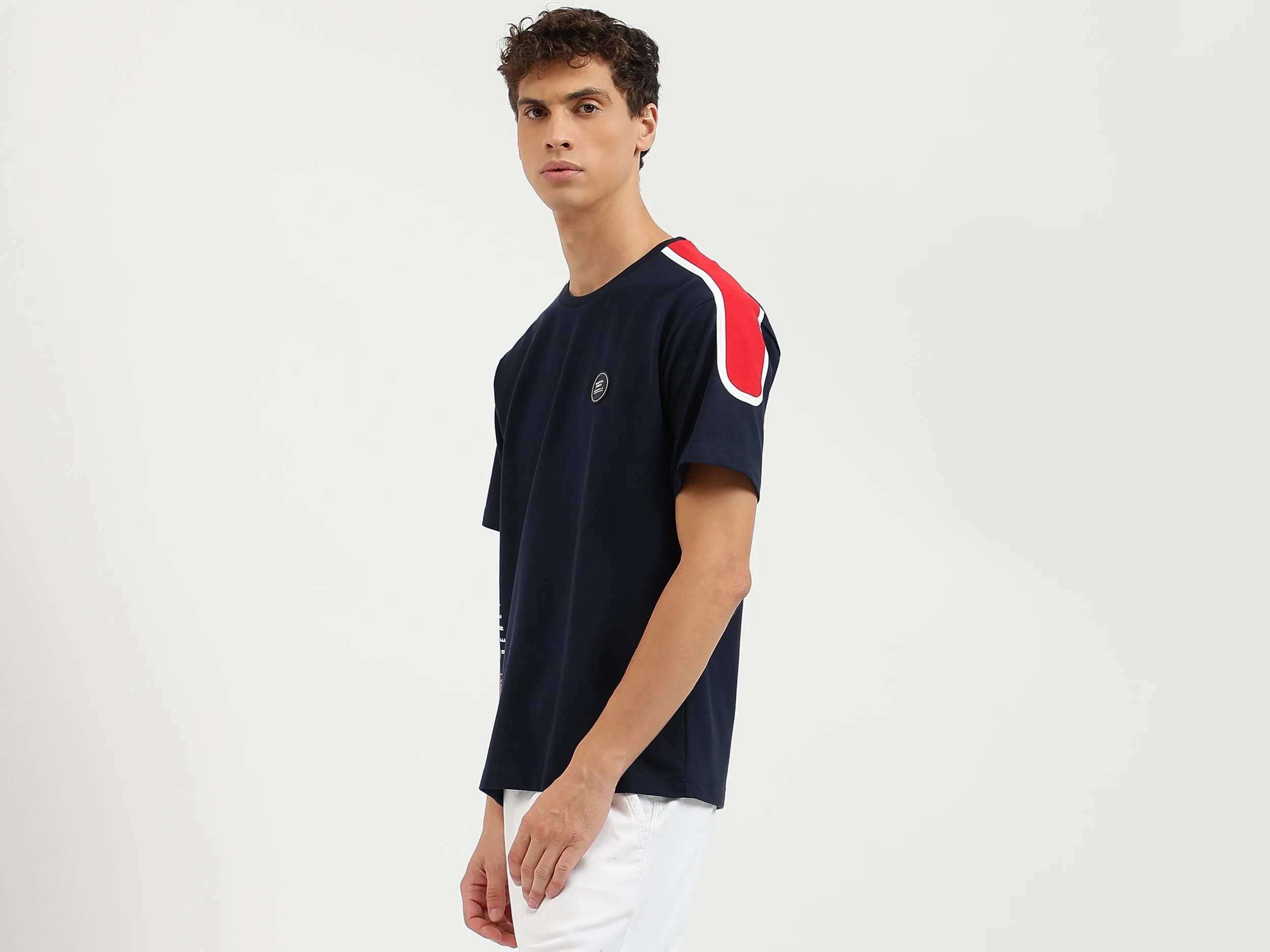 Boxy Fit Round Neck Colorblock Tshirt