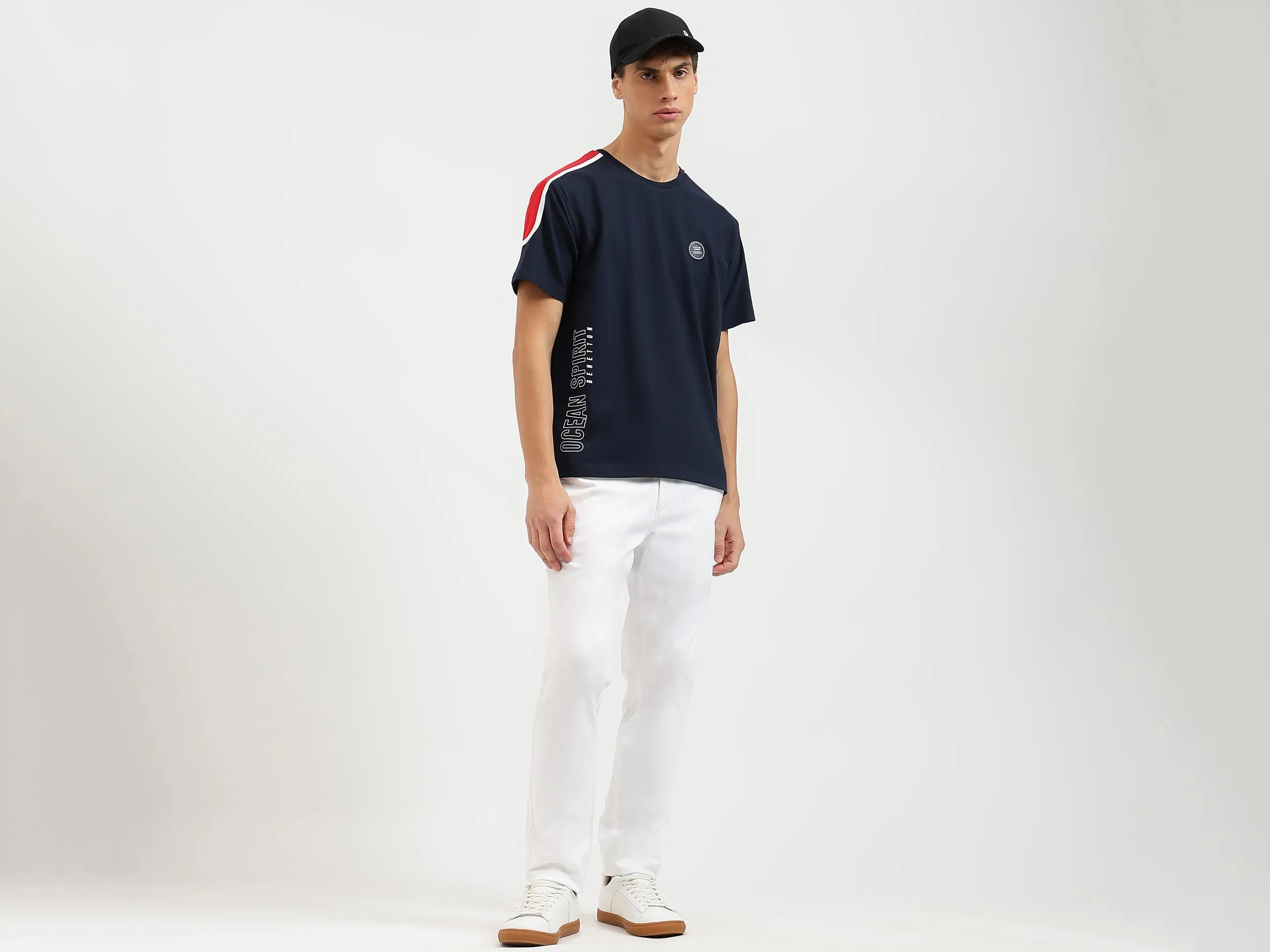 Boxy Fit Round Neck Colorblock Tshirt