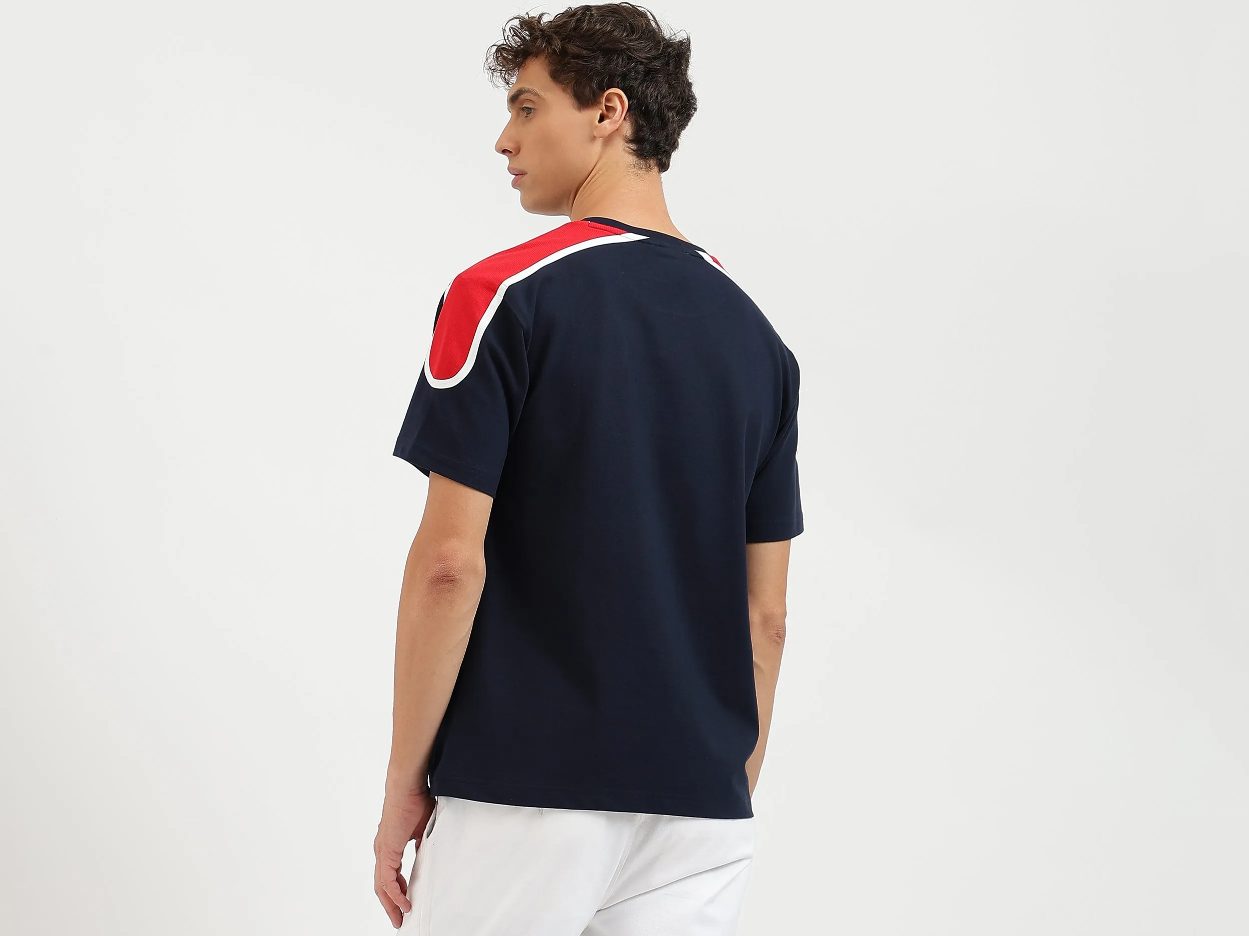 Boxy Fit Round Neck Colorblock Tshirt