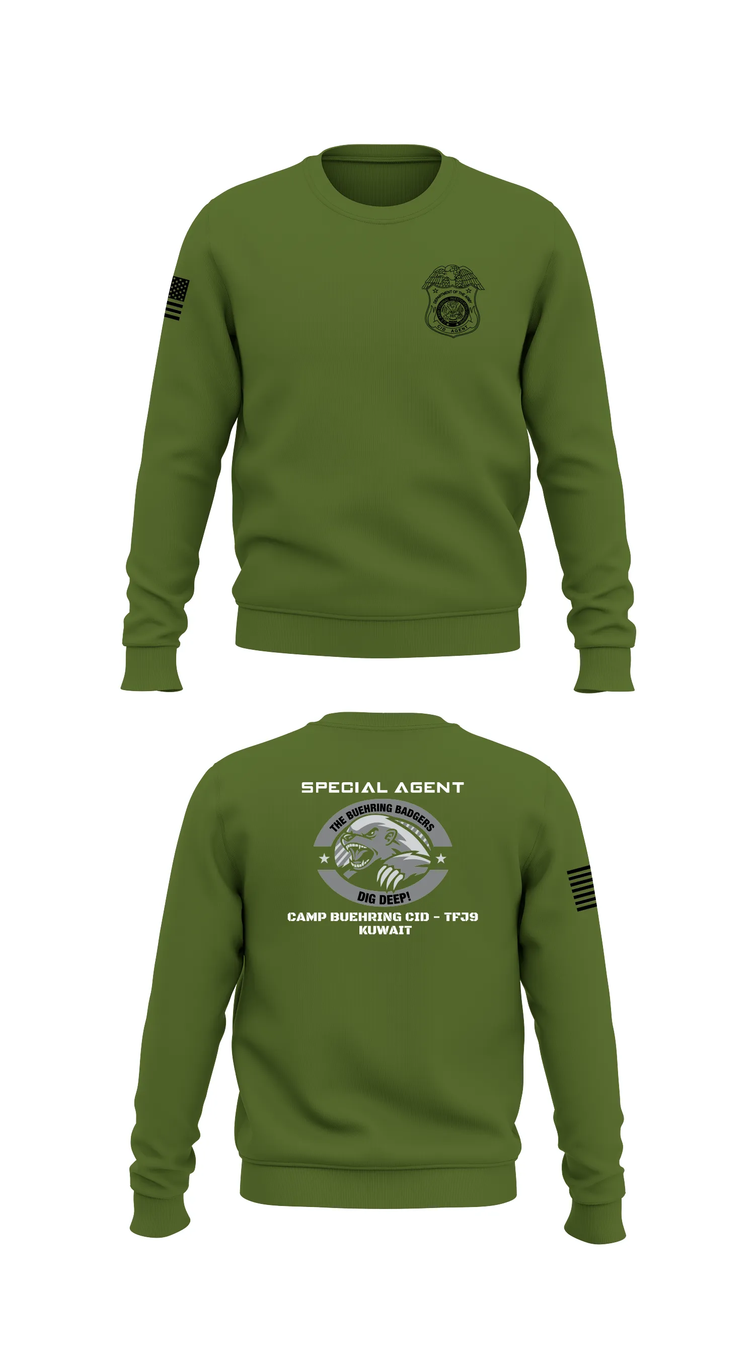 Camp Buehring CID Office Store 1 Core Men's Crewneck Performance Sweatshirt - 89222850948