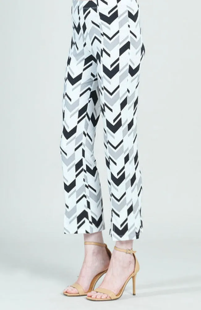 Center Seam Front Slit Ankle Pant - Chevron Stripe