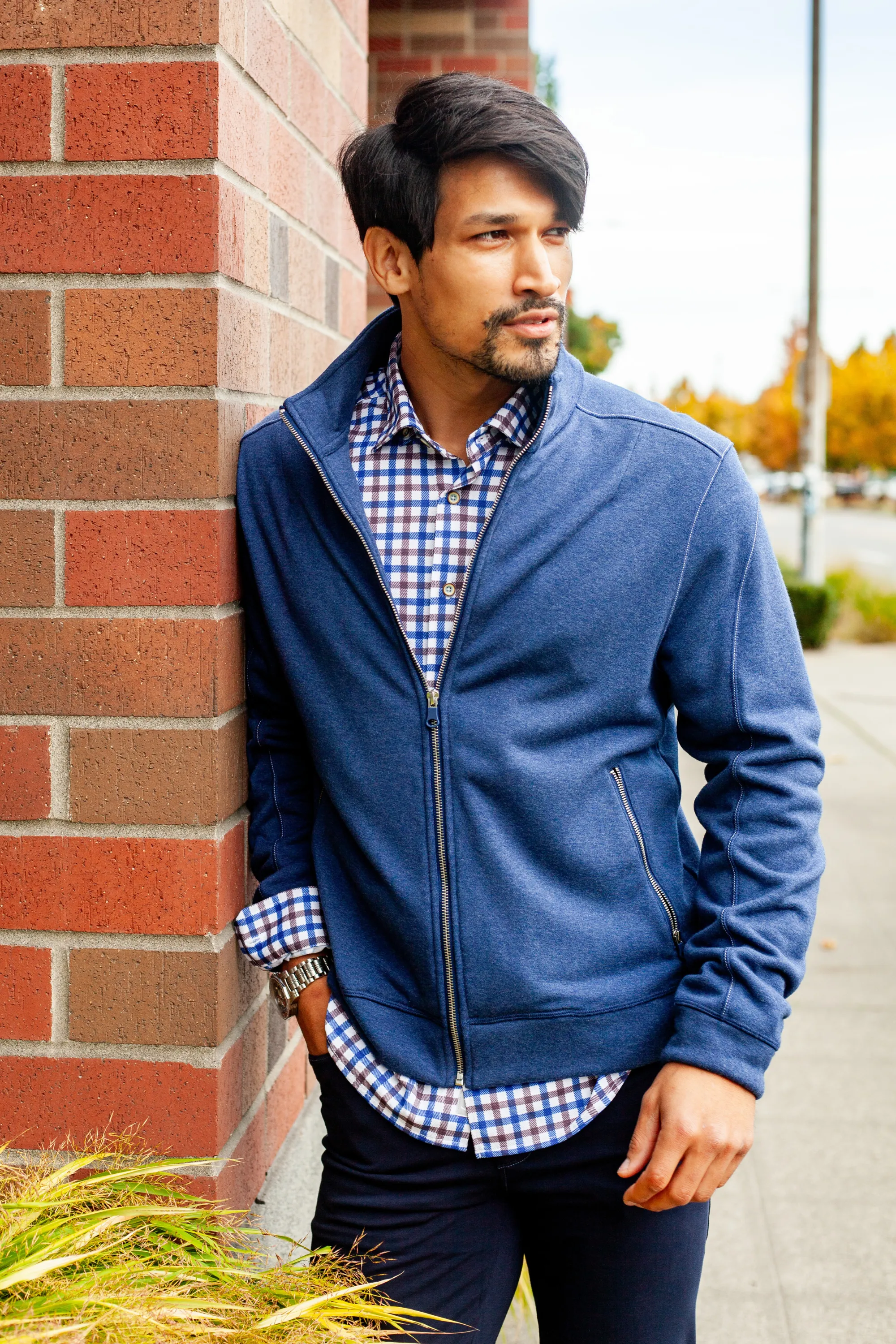 Check Mate Lounge Set - Long Sleeve Shirt & Full Zip 'Sweater'