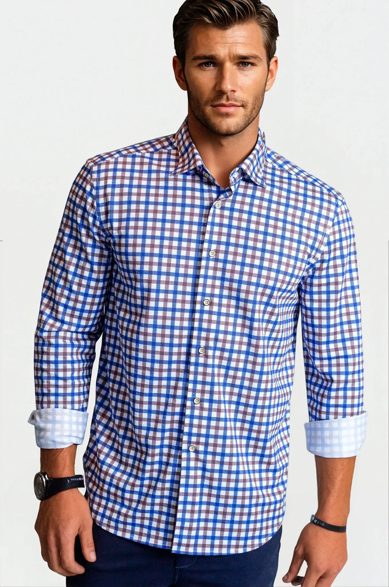 Check Mate Lounge Set - Long Sleeve Shirt & Full Zip 'Sweater'