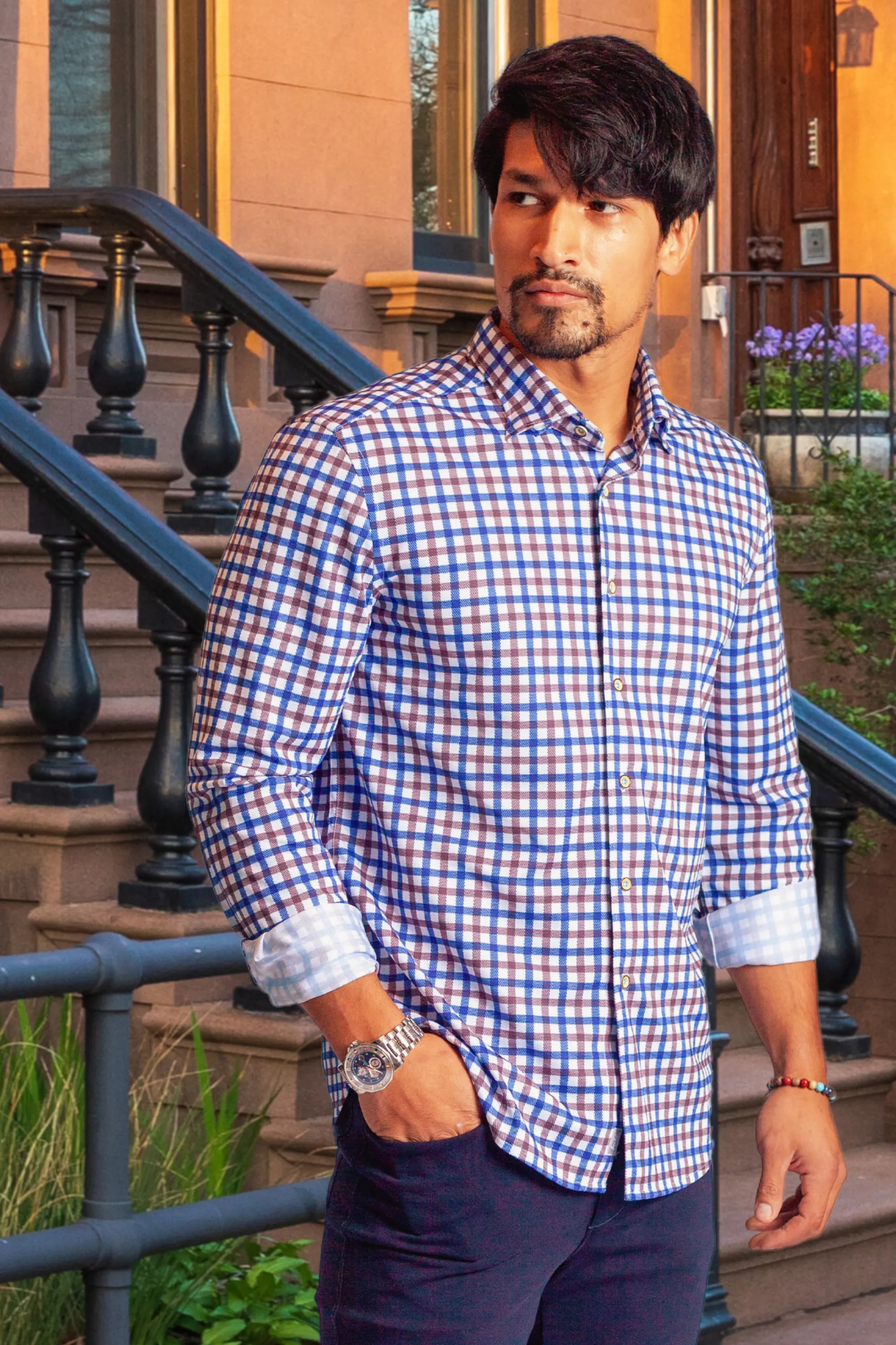 Check Mate Lounge Set - Long Sleeve Shirt & Full Zip 'Sweater'