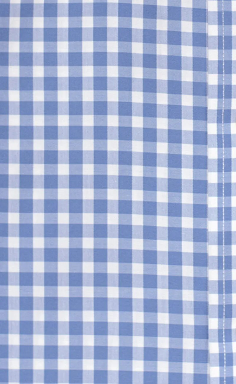 Classic Fit Blue Gingham Button-Down Collar Supima® Non-Iron Cotton Broadcloth Sport Shirt