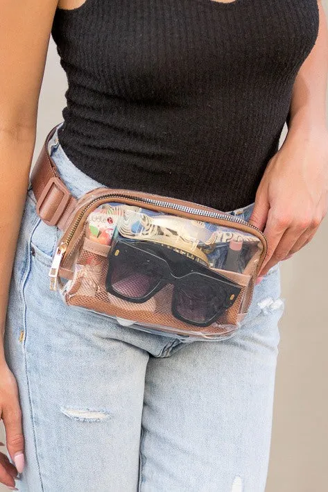 Clear Stadium Belt Bag - Mocha