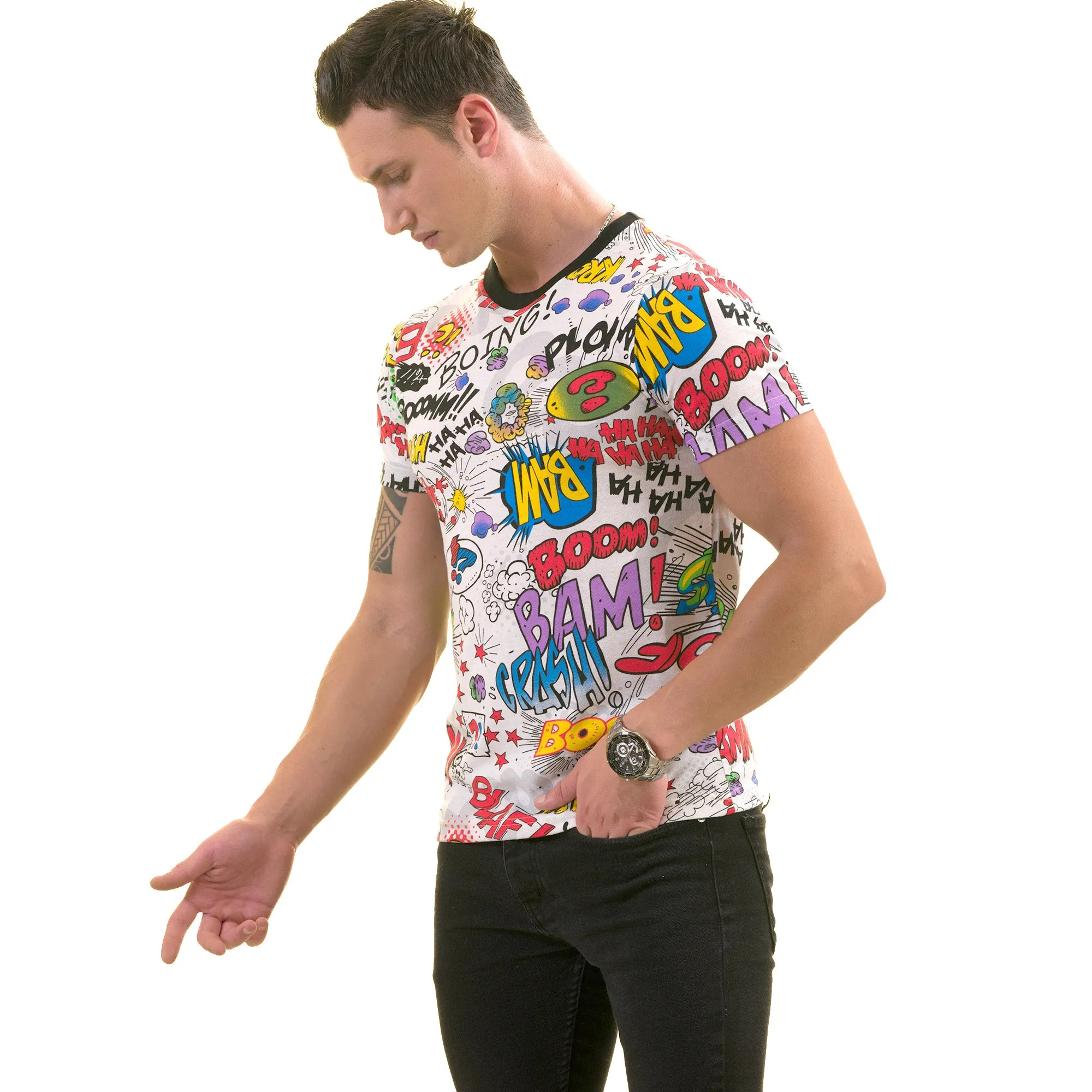 Colorful Cartoon Printed European Made Premium Quality T-Shirt - Crew Neck Short Sleeve T-Shirts