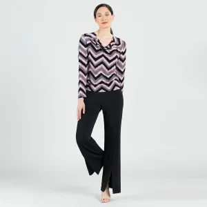 Cowl Neck Side Ruched Top - Chevron - Final Sale!