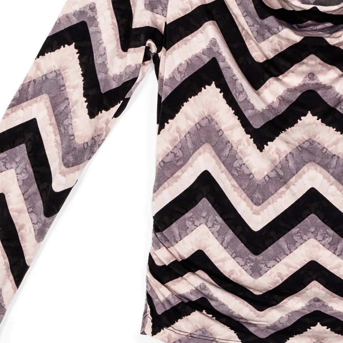 Cowl Neck Side Ruched Top - Chevron - Final Sale!