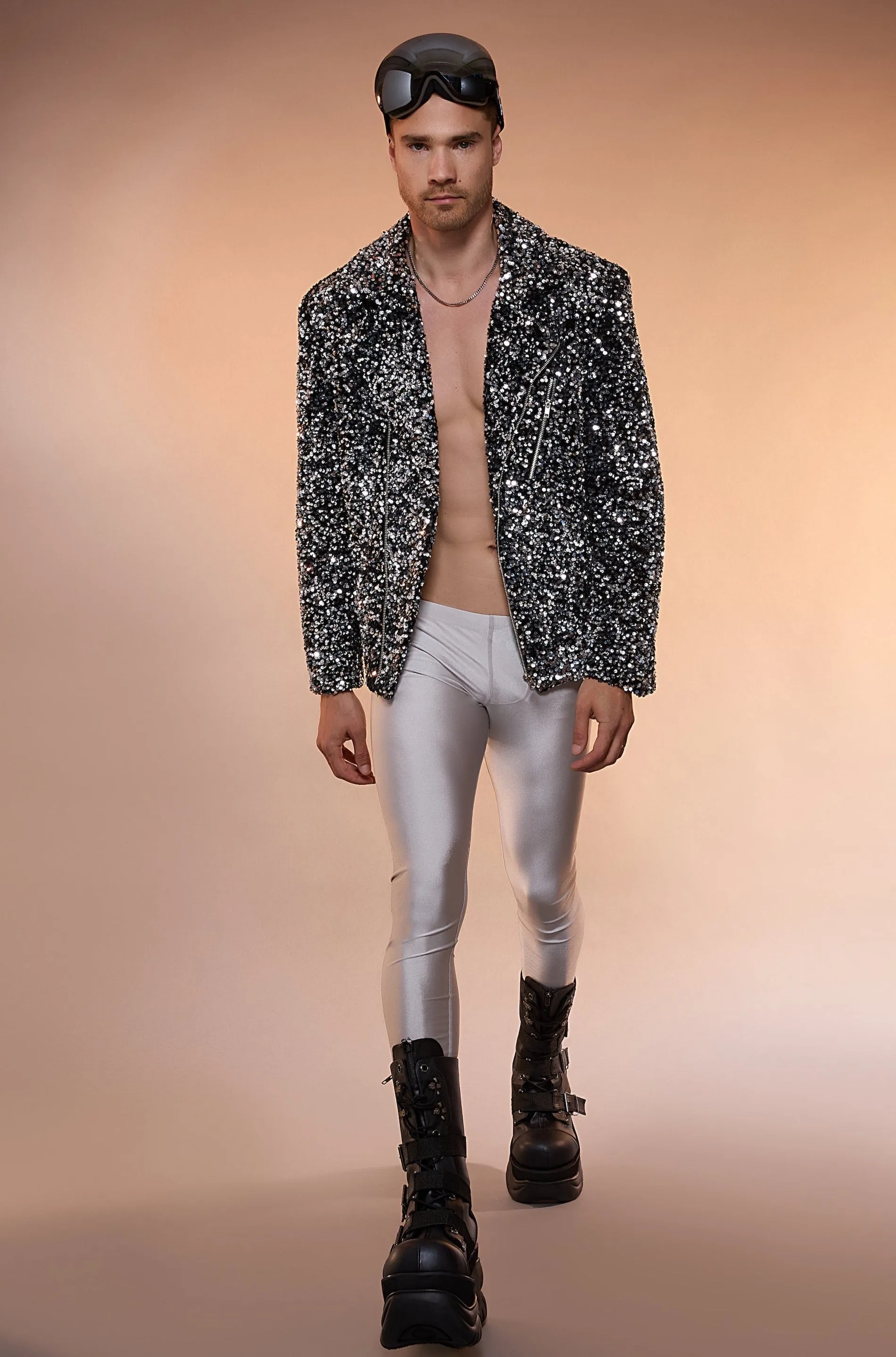 Cranked Up Silver Sequin Cross Jacket