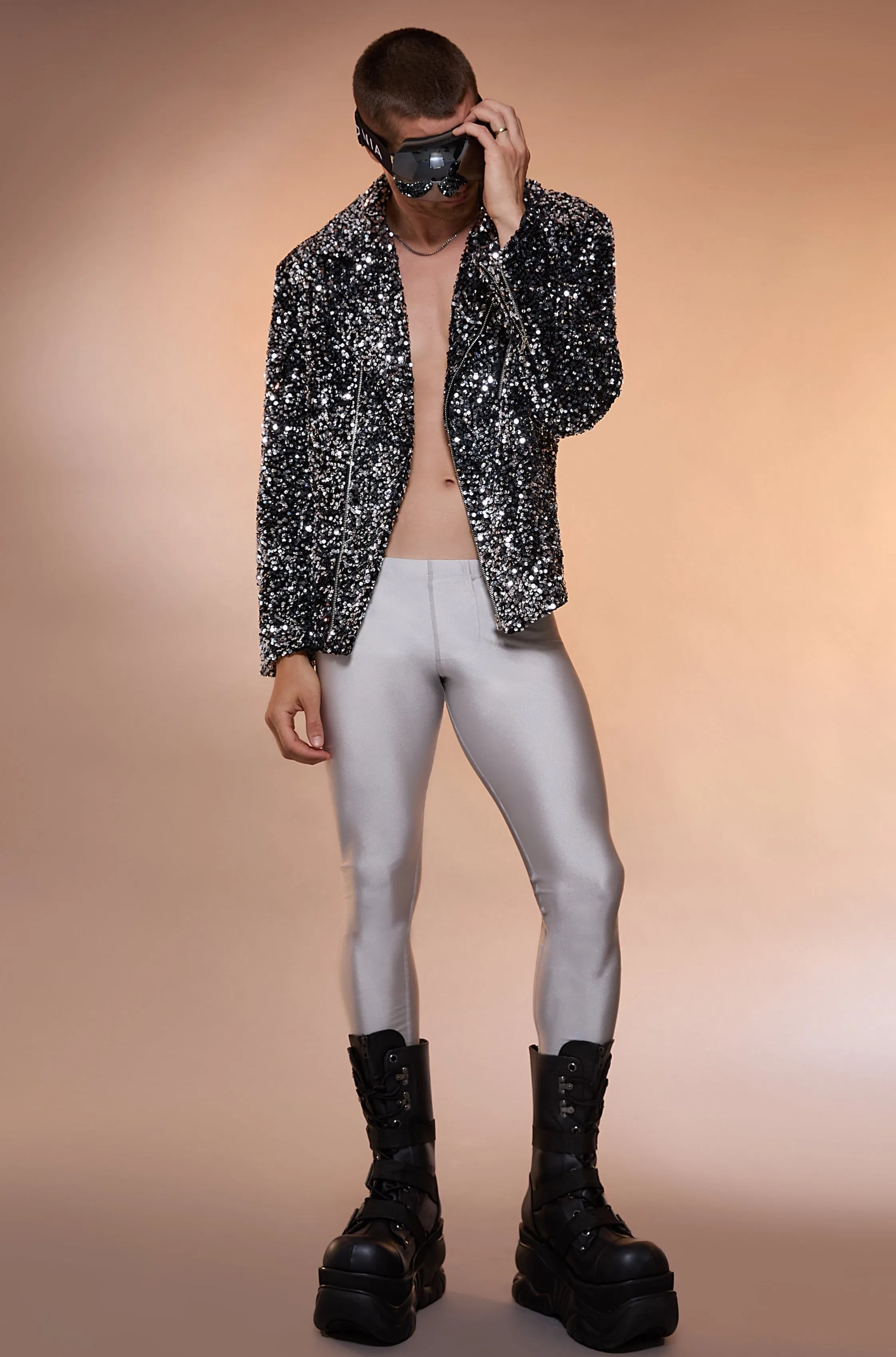 Cranked Up Silver Sequin Cross Jacket