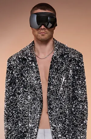 Cranked Up Silver Sequin Cross Jacket