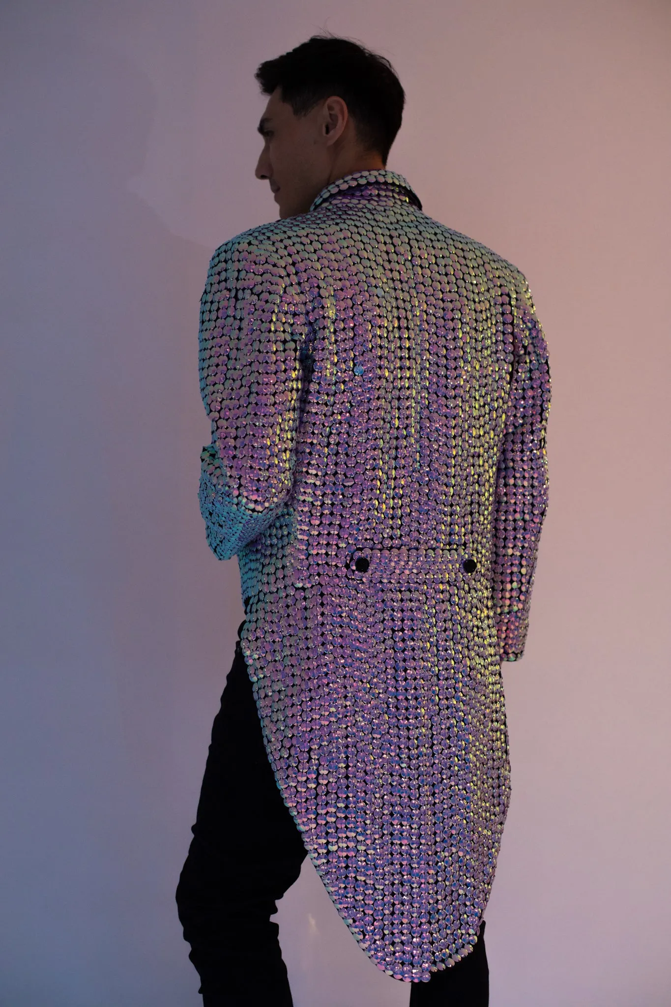 Dance or Leave Beaded Iridescent Tuxedo Jacket