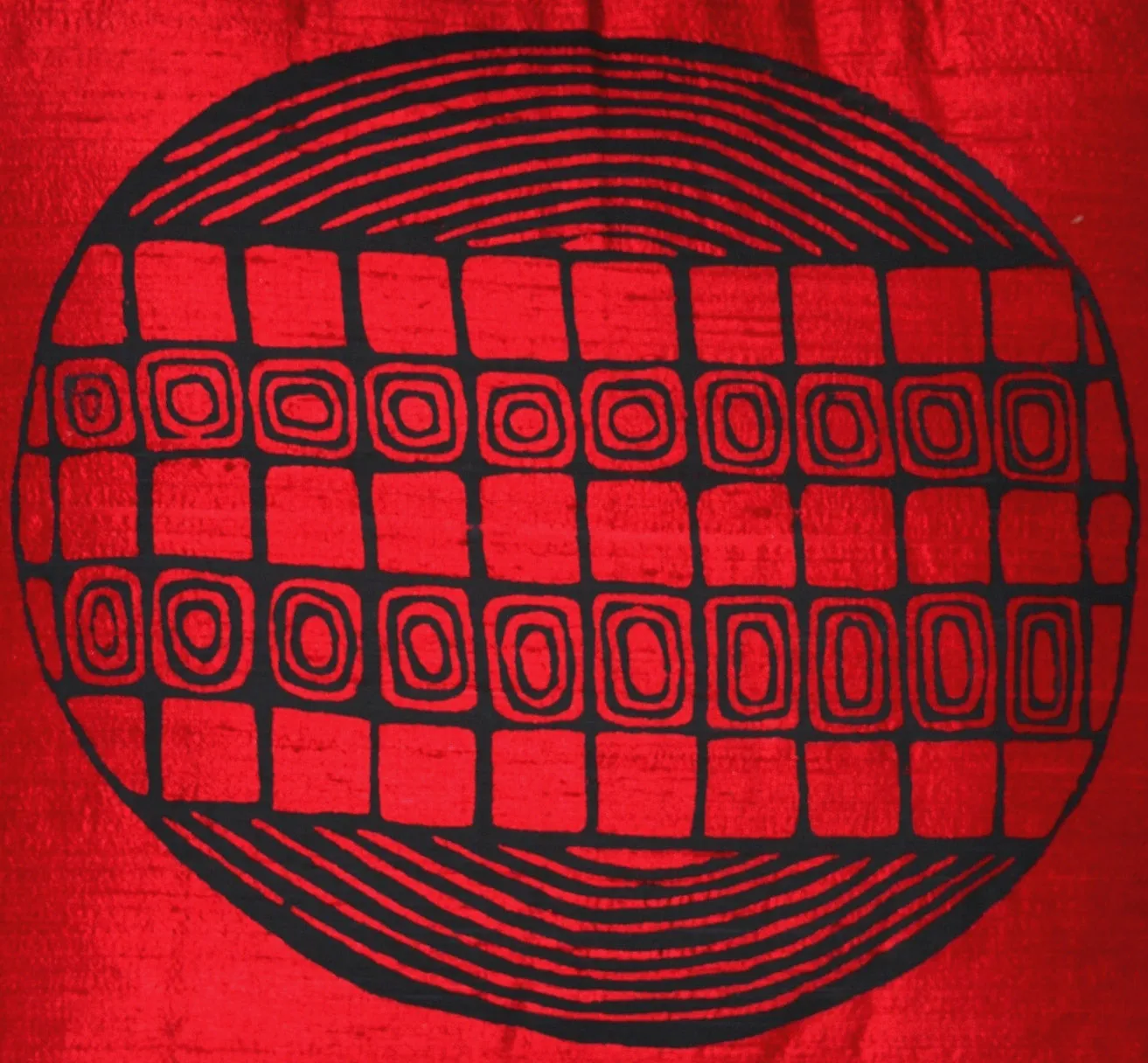 Designer Handwoven Red Raw Silk Pillow African Tribal Design
