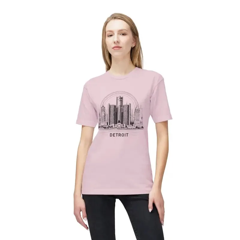 Detroit City Skyline Cotton Tee for Trendy Fashion