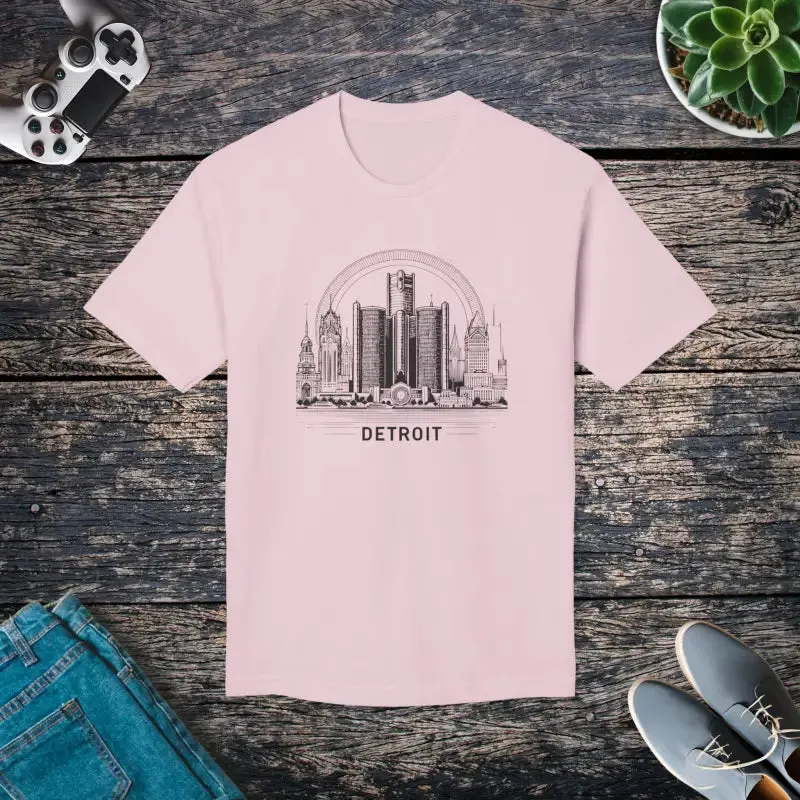 Detroit City Skyline Cotton Tee for Trendy Fashion