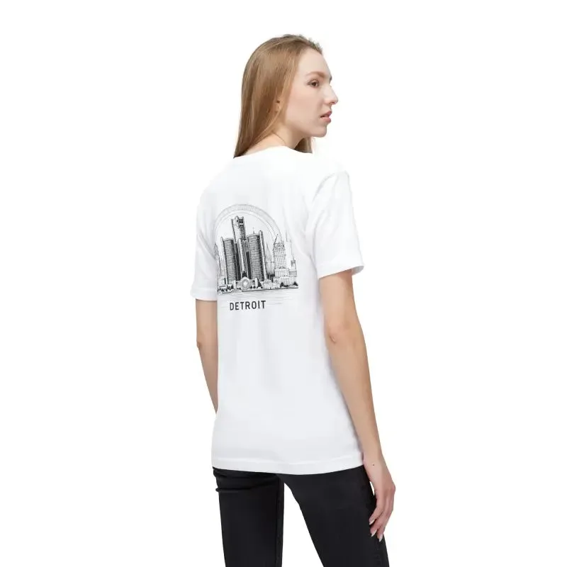Detroit City Skyline Cotton Tee for Trendy Fashion