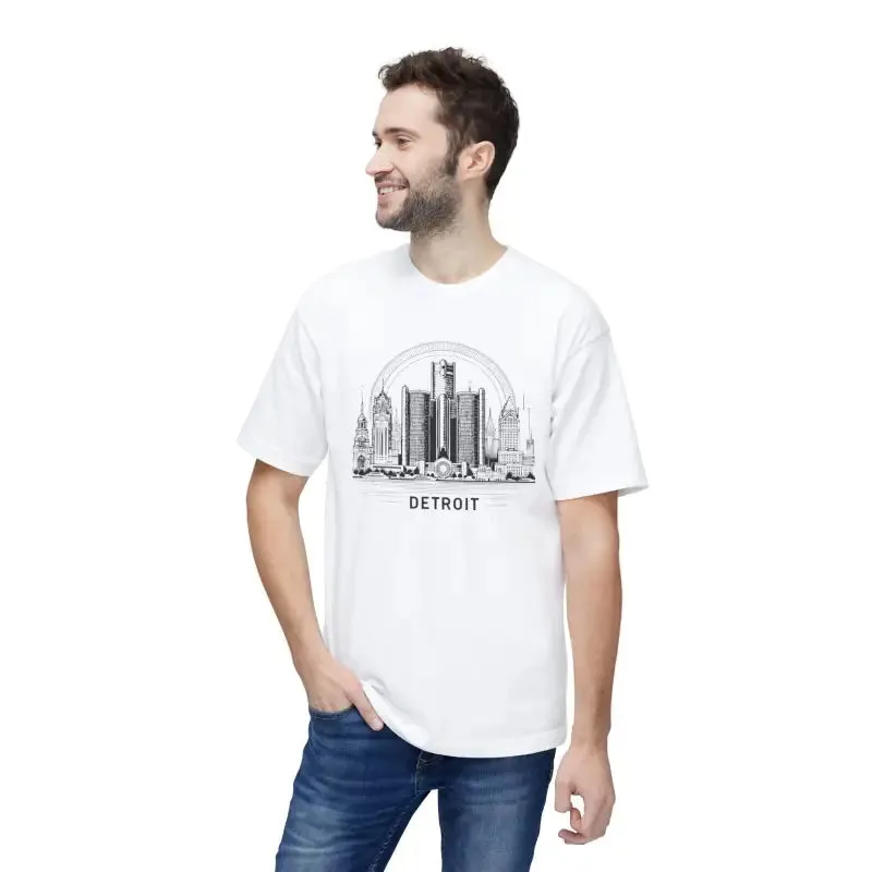 Detroit City Skyline Cotton Tee for Trendy Fashion
