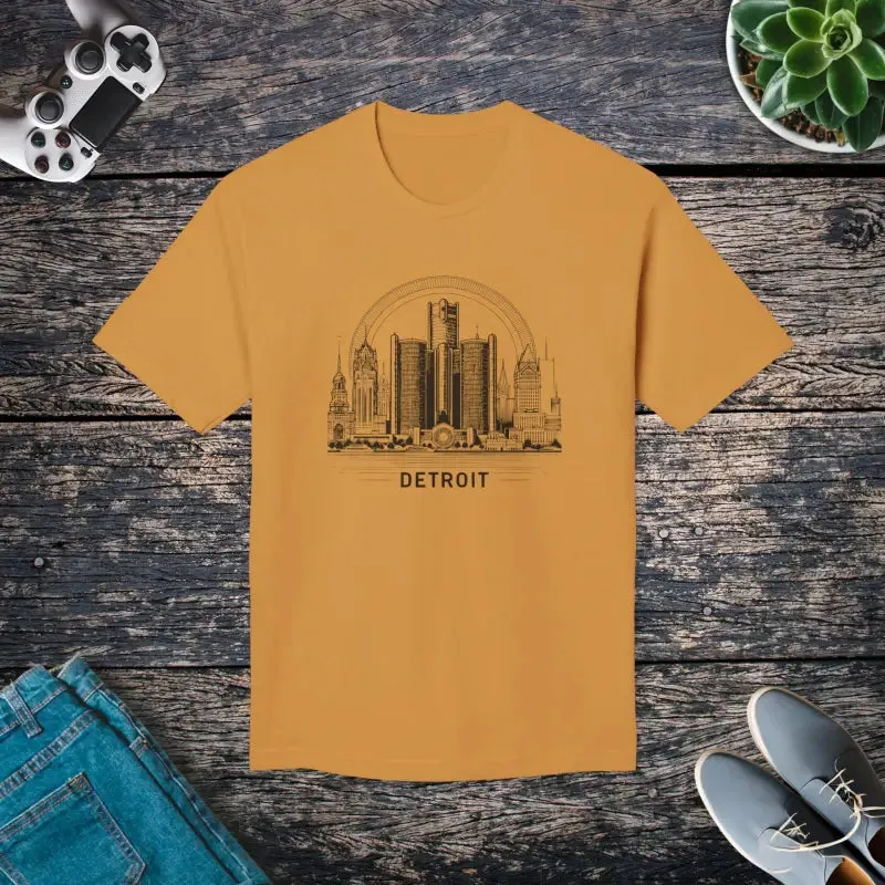 Detroit City Skyline Cotton Tee for Trendy Fashion