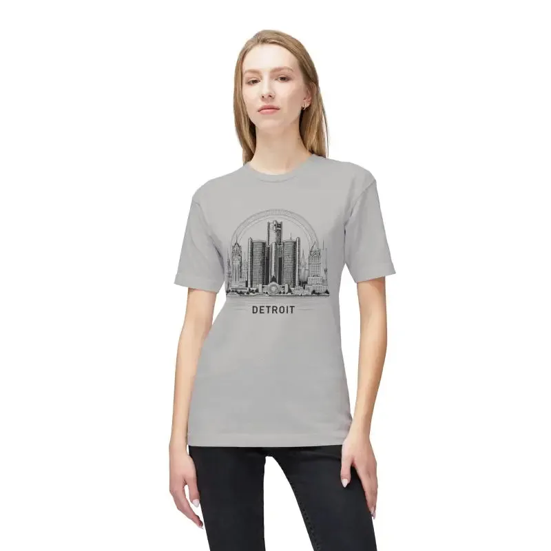 Detroit City Skyline Cotton Tee for Trendy Fashion