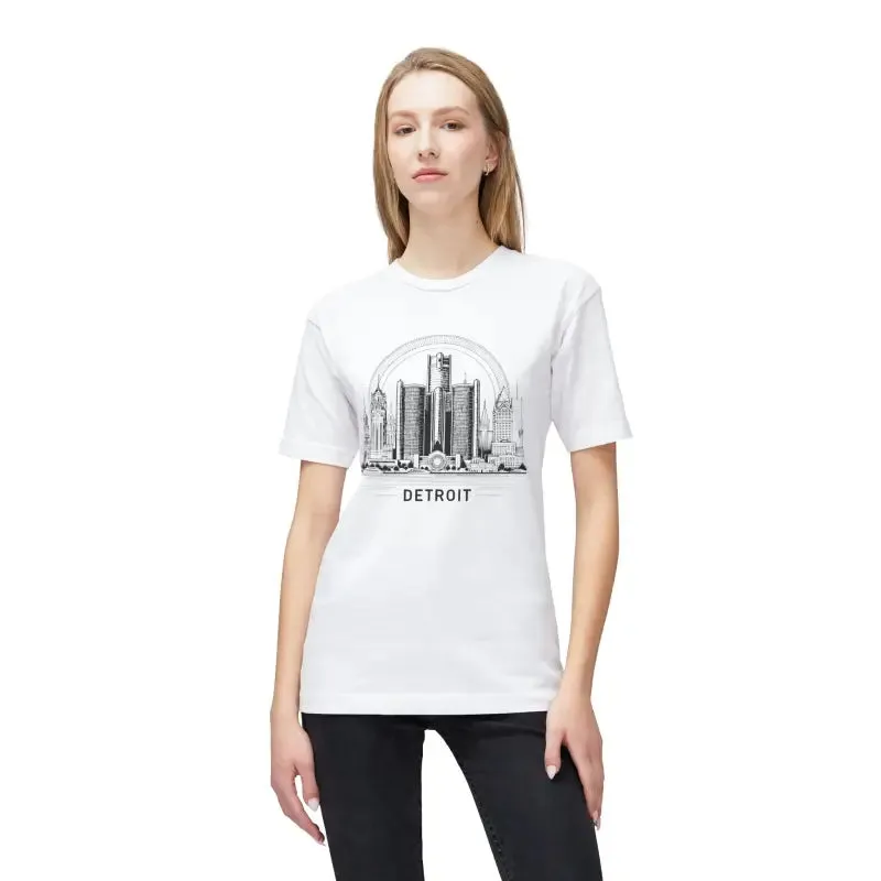 Detroit City Skyline Cotton Tee for Trendy Fashion