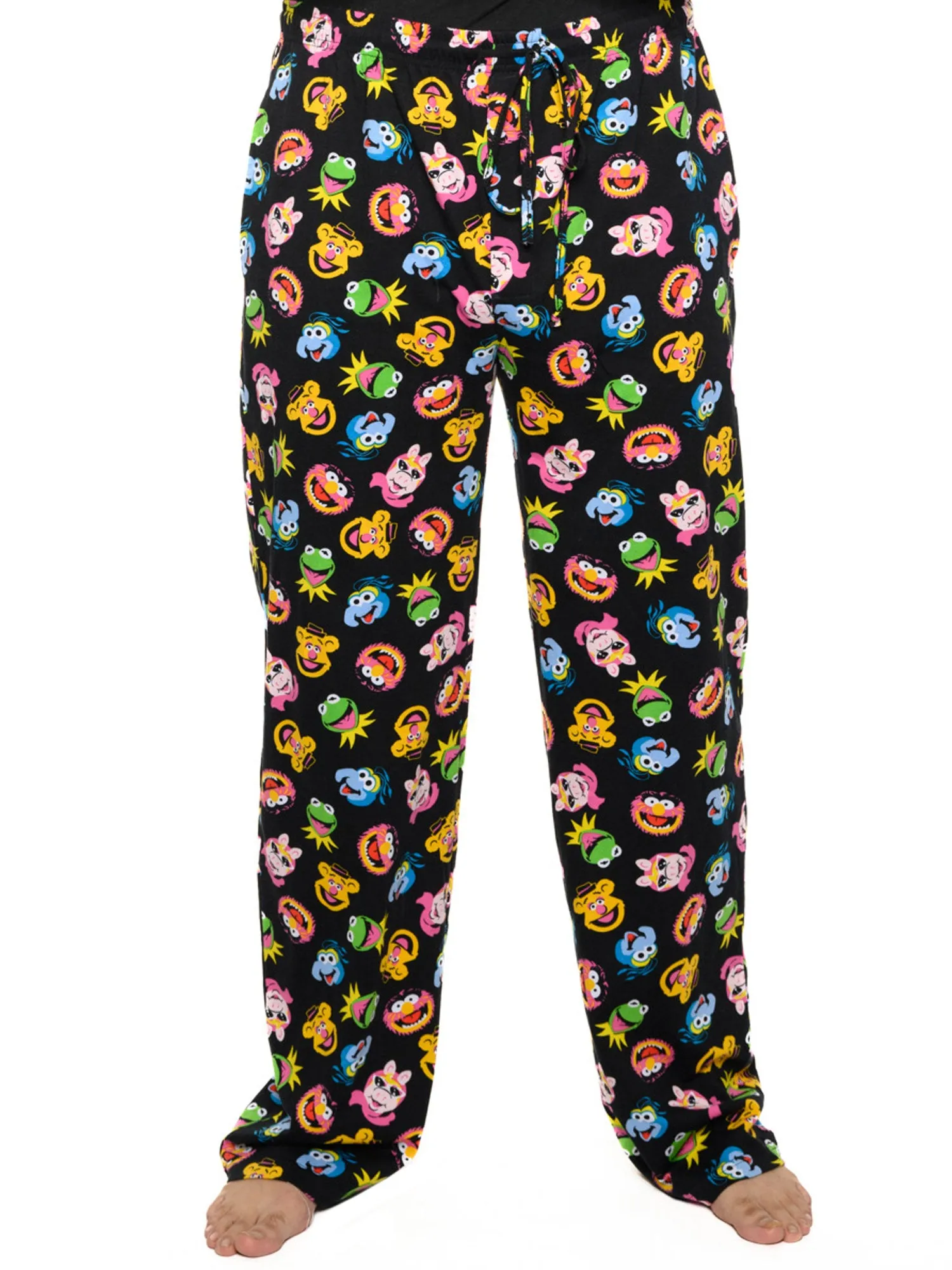 Disney The Muppets Lounge Pajama Sleep Pants Black Kermit Piggy Fozzie Bear