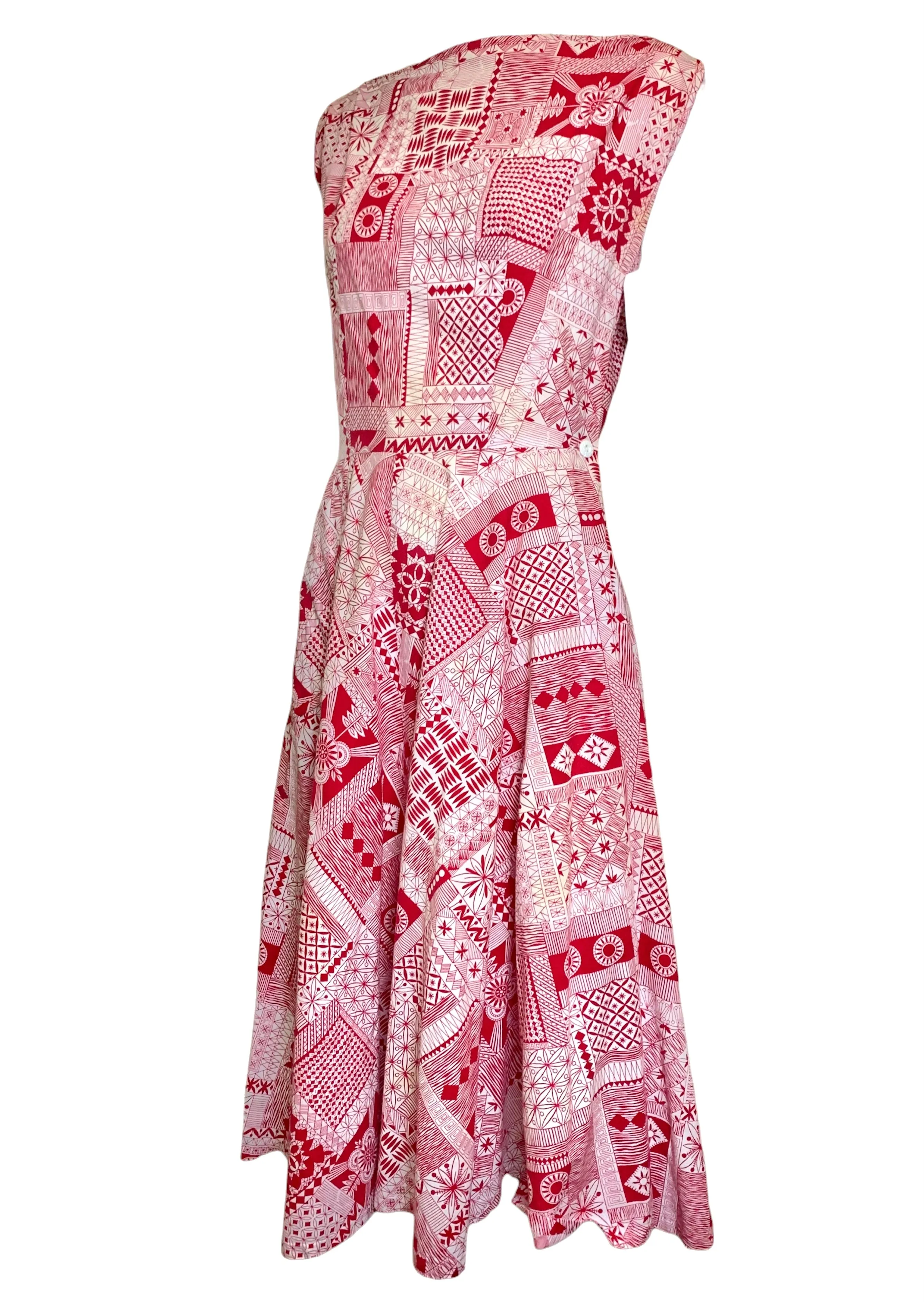Dixie Lou Frock '50s Red Block Print Day Dress