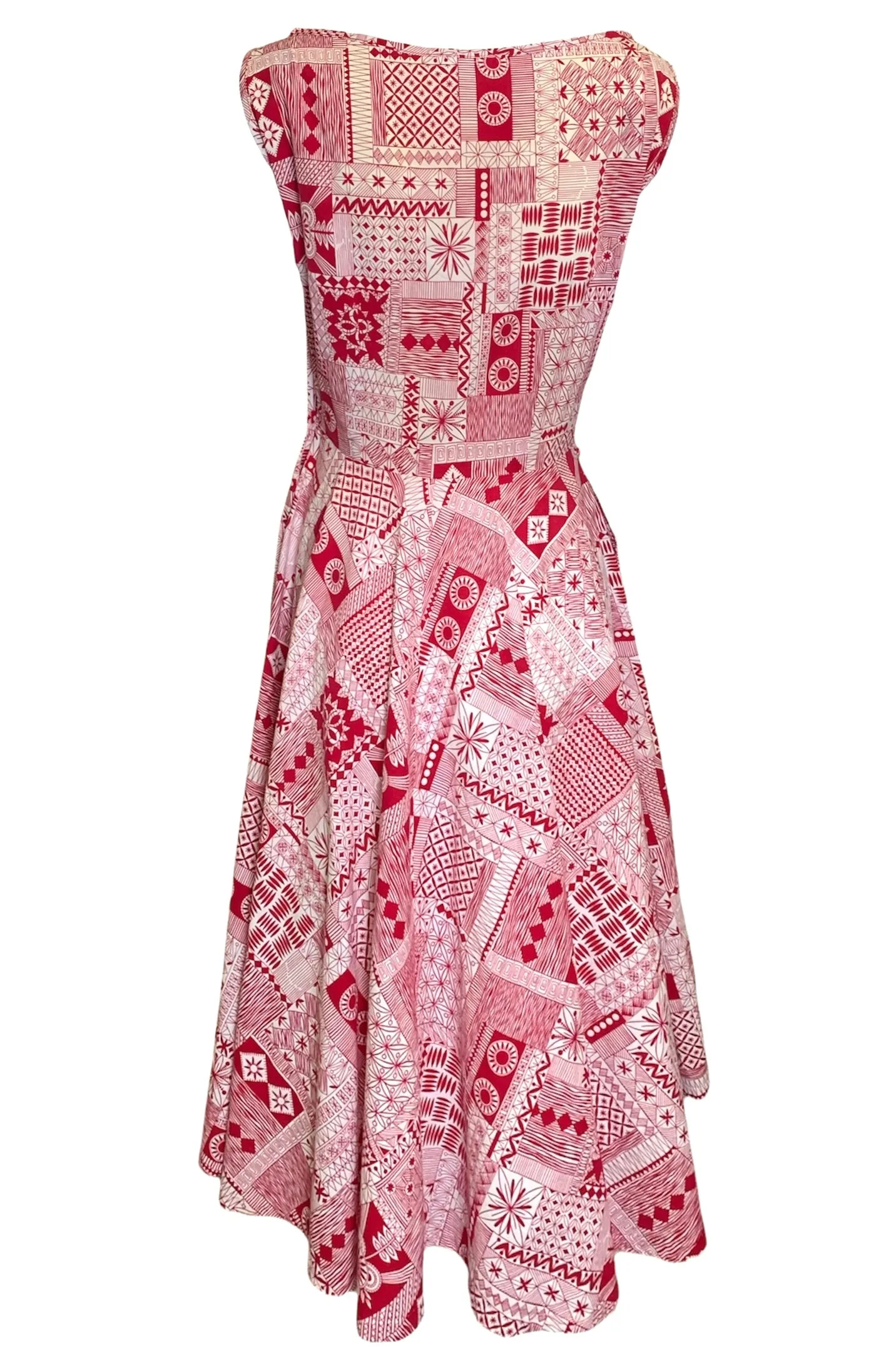 Dixie Lou Frock '50s Red Block Print Day Dress