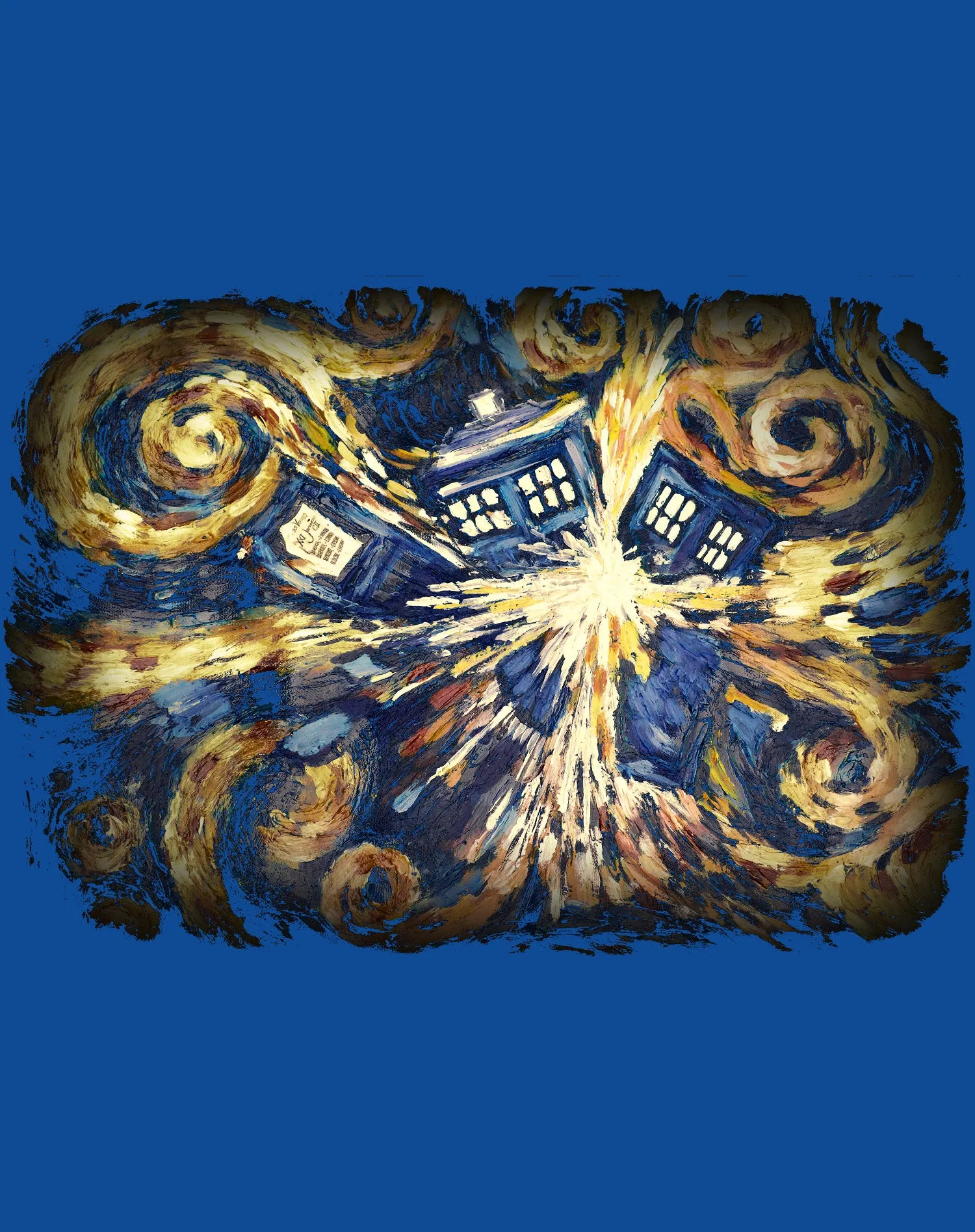 Doctor Who Art Tardis Van Gogh Official Men's T-shirt