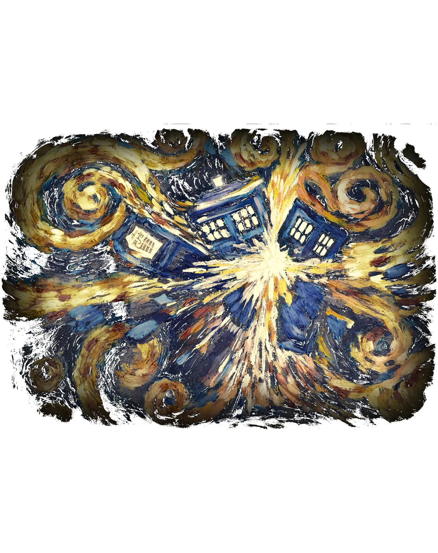 Doctor Who Art Tardis Van Gogh Official Men's T-shirt
