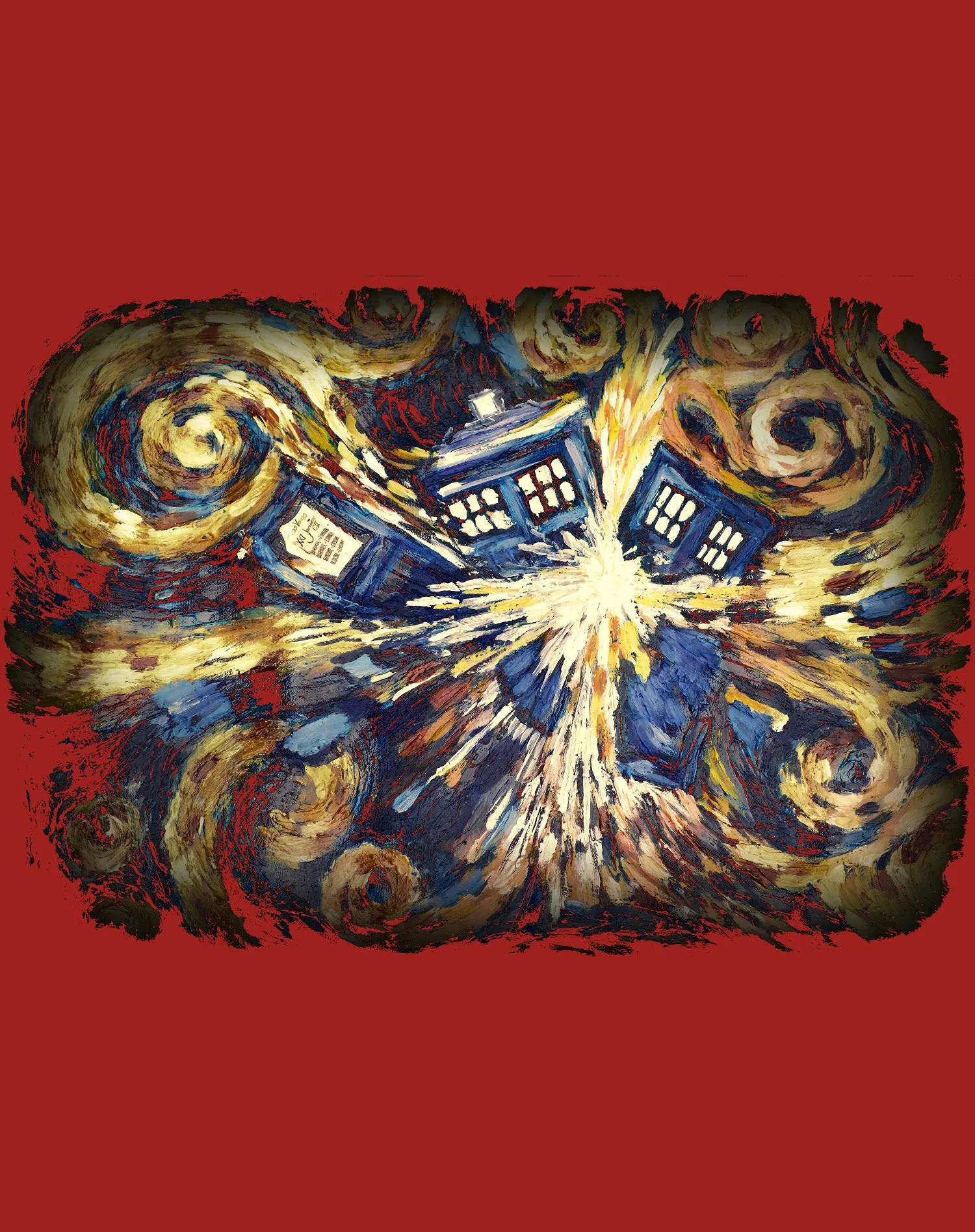 Doctor Who Art Tardis Van Gogh Official Men's T-shirt