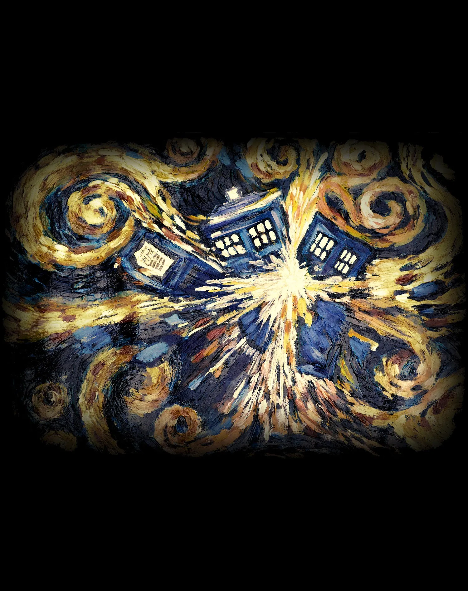 Doctor Who Art Tardis Van Gogh Official Men's T-shirt