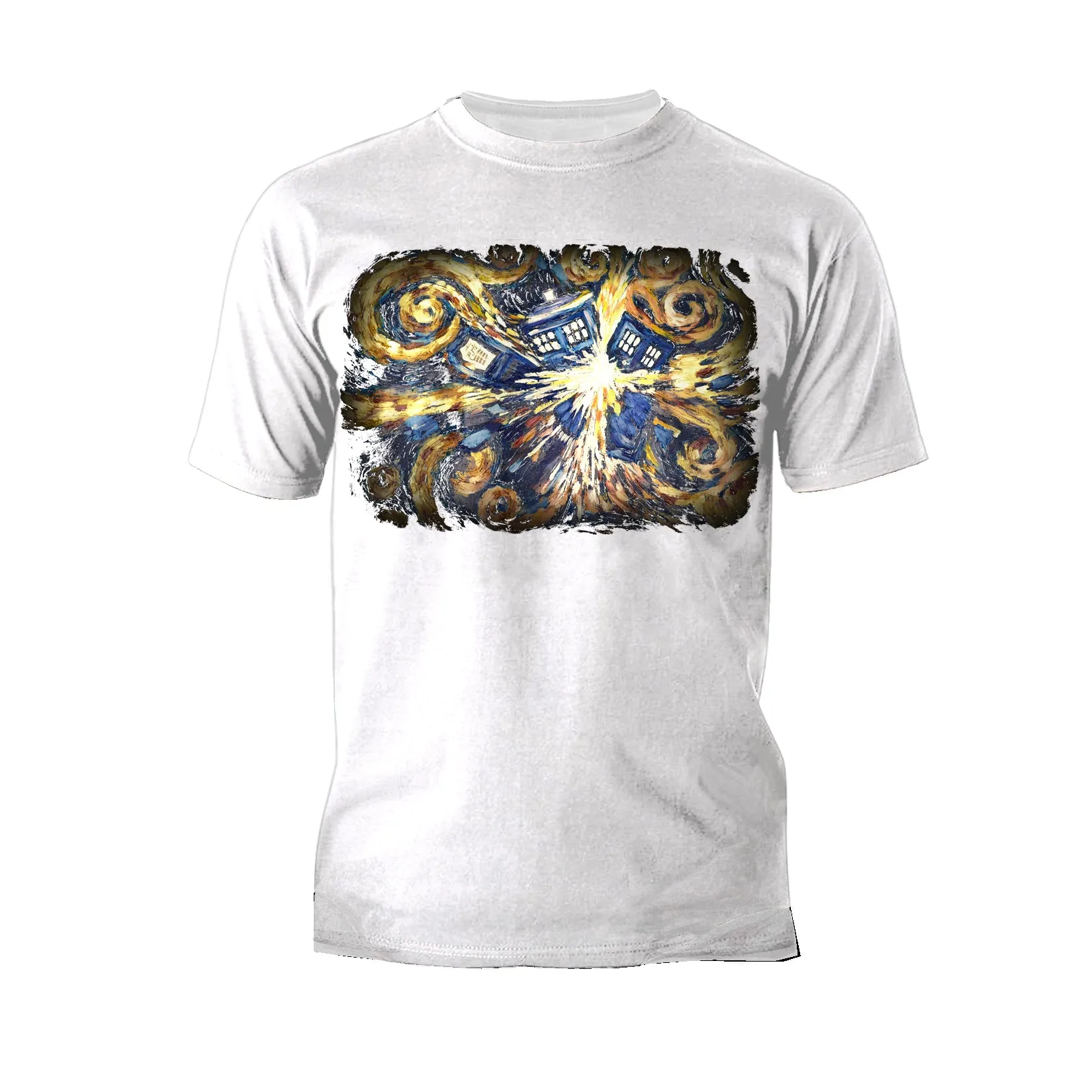Doctor Who Art Tardis Van Gogh Official Men's T-shirt