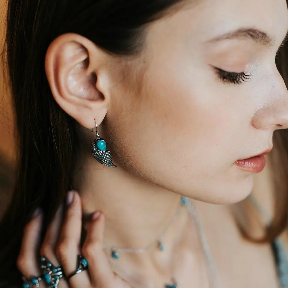 Eagle Wing Turquoise Earrings