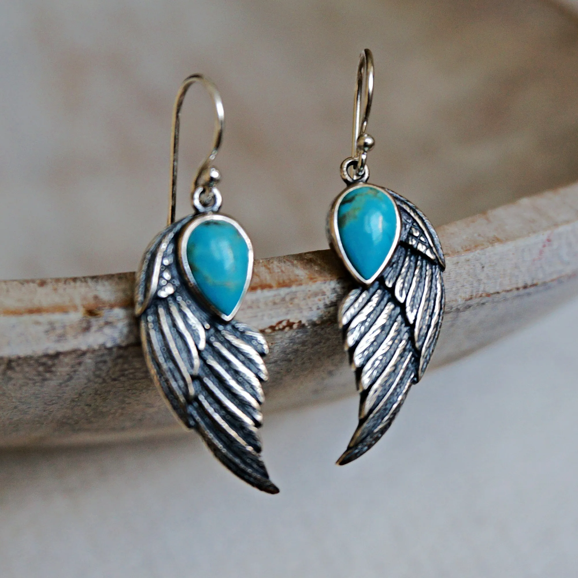 Eagle Wing Turquoise Earrings