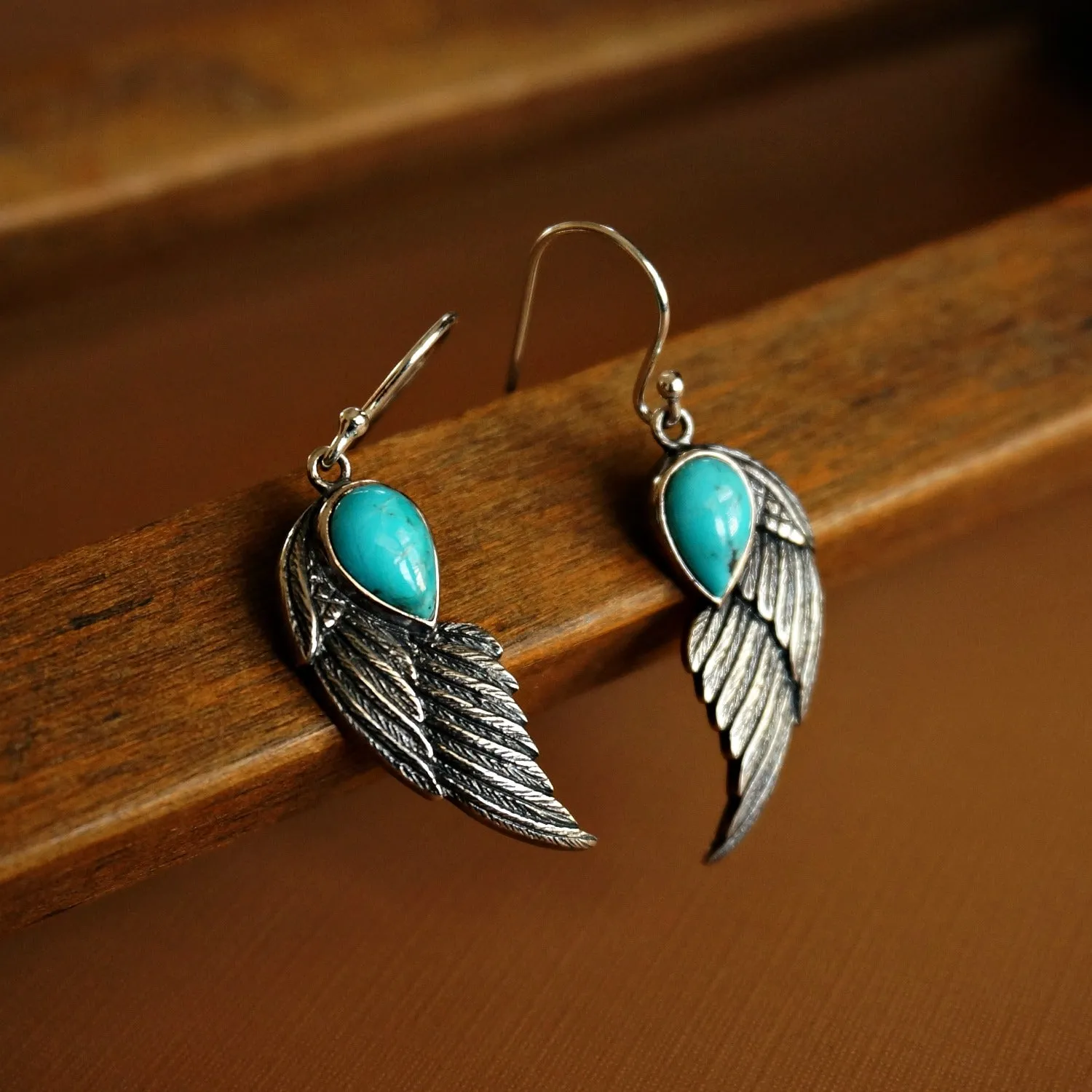 Eagle Wing Turquoise Earrings