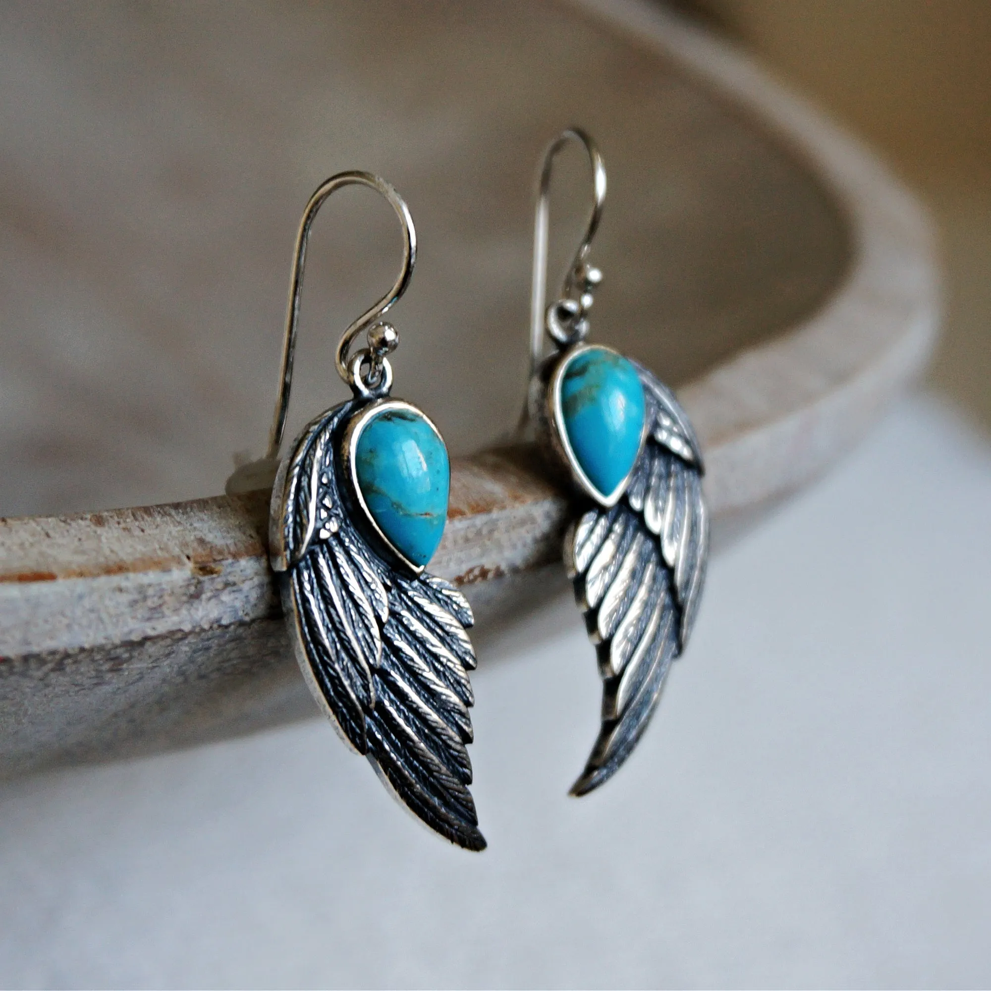 Eagle Wing Turquoise Earrings