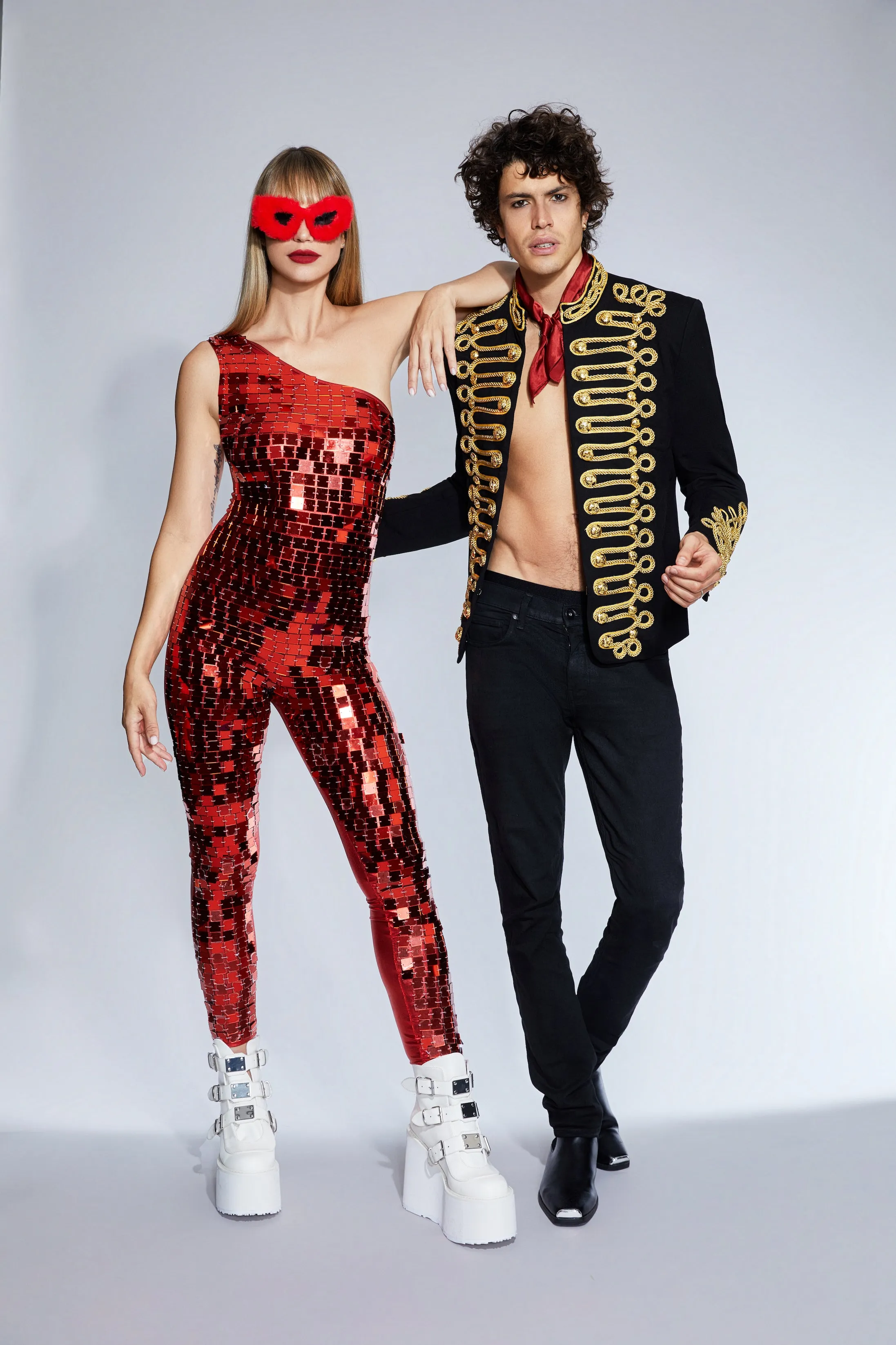 Elektra One Shoulder Red Mirrored Catsuit by Dani Watanabe