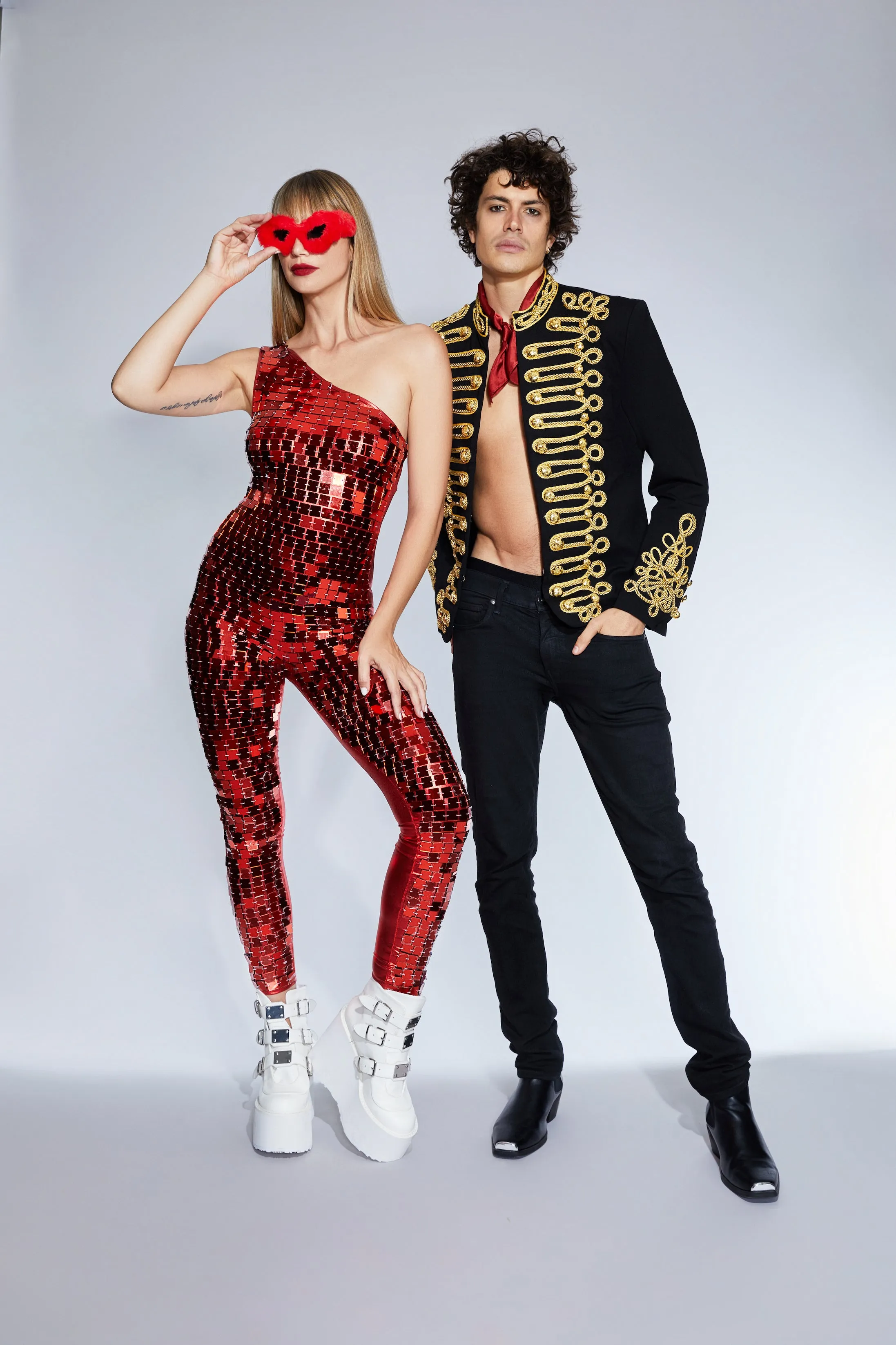 Elektra One Shoulder Red Mirrored Catsuit by Dani Watanabe