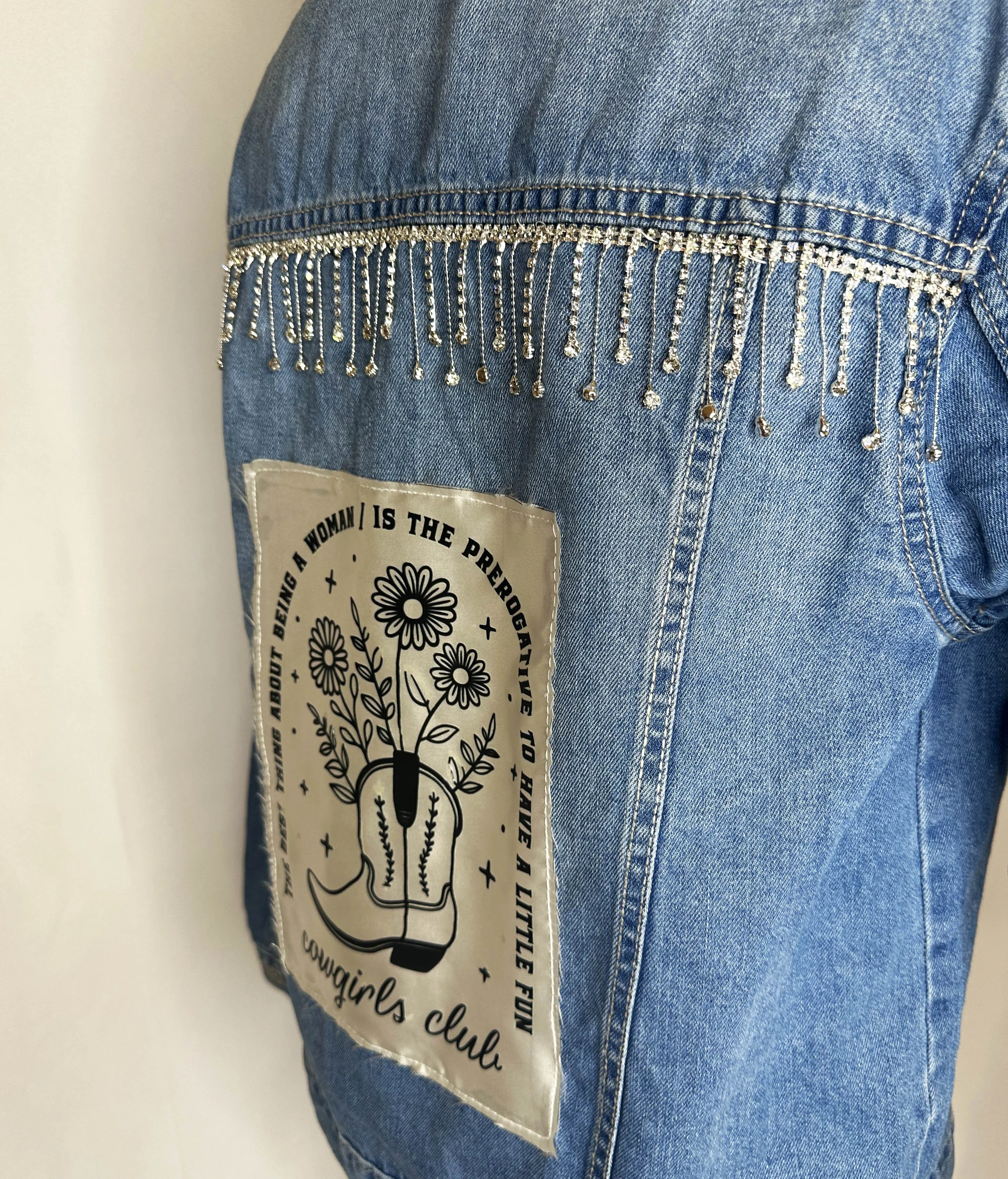 Elite Crystal "Cowgirl Club" Womens Denim Jacket