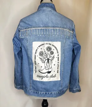 Elite Crystal "Cowgirl Club" Womens Denim Jacket