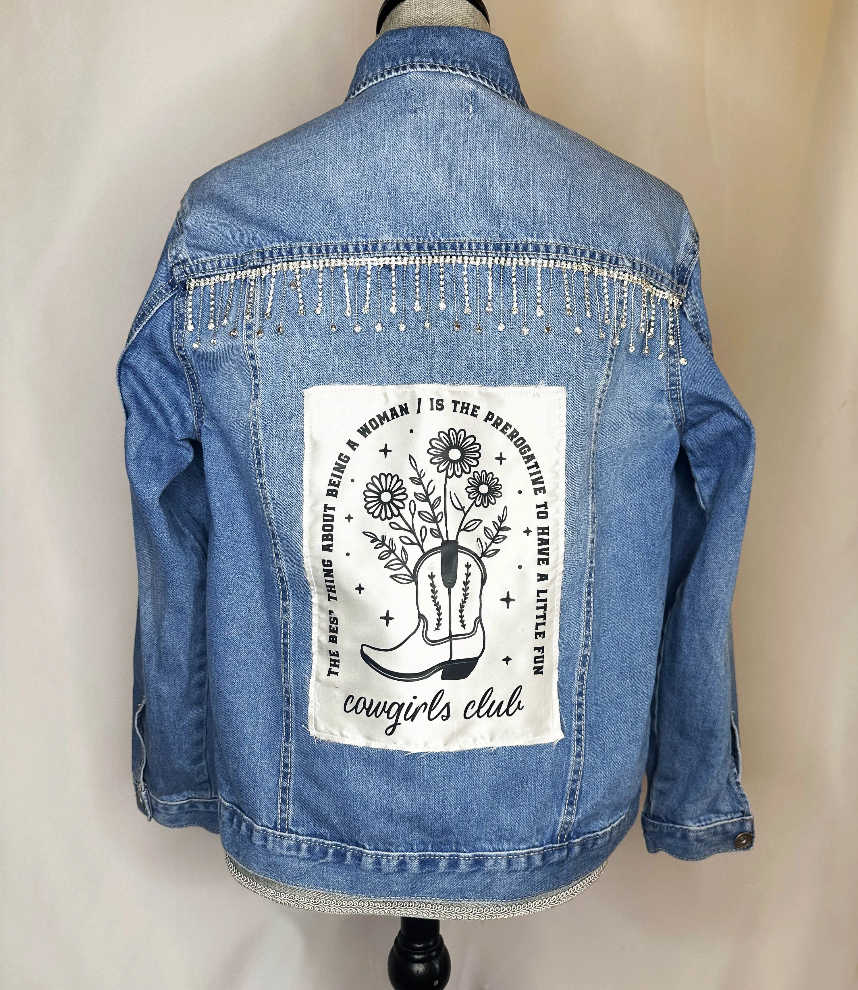 Elite Crystal "Cowgirl Club" Womens Denim Jacket