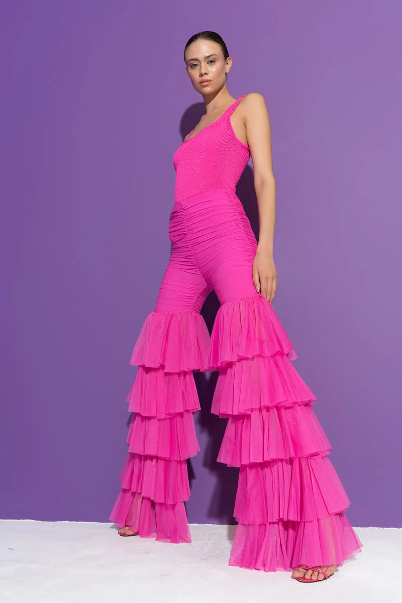 Everybody Here Wants You  Neon Pink Tulle Pants