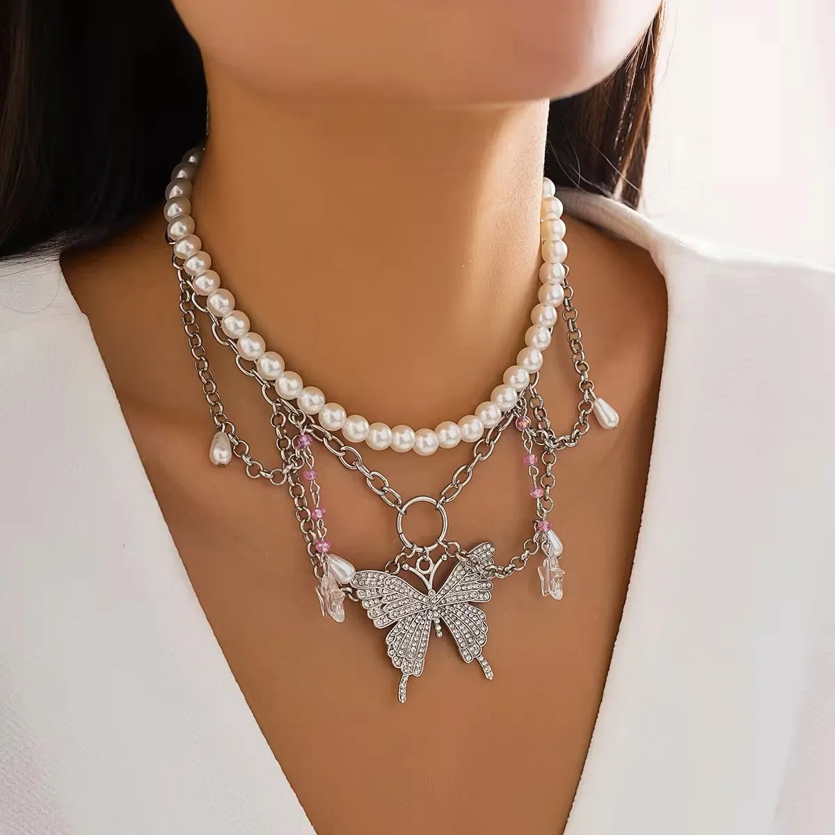 Fairytale Butterfly Punk Necklace