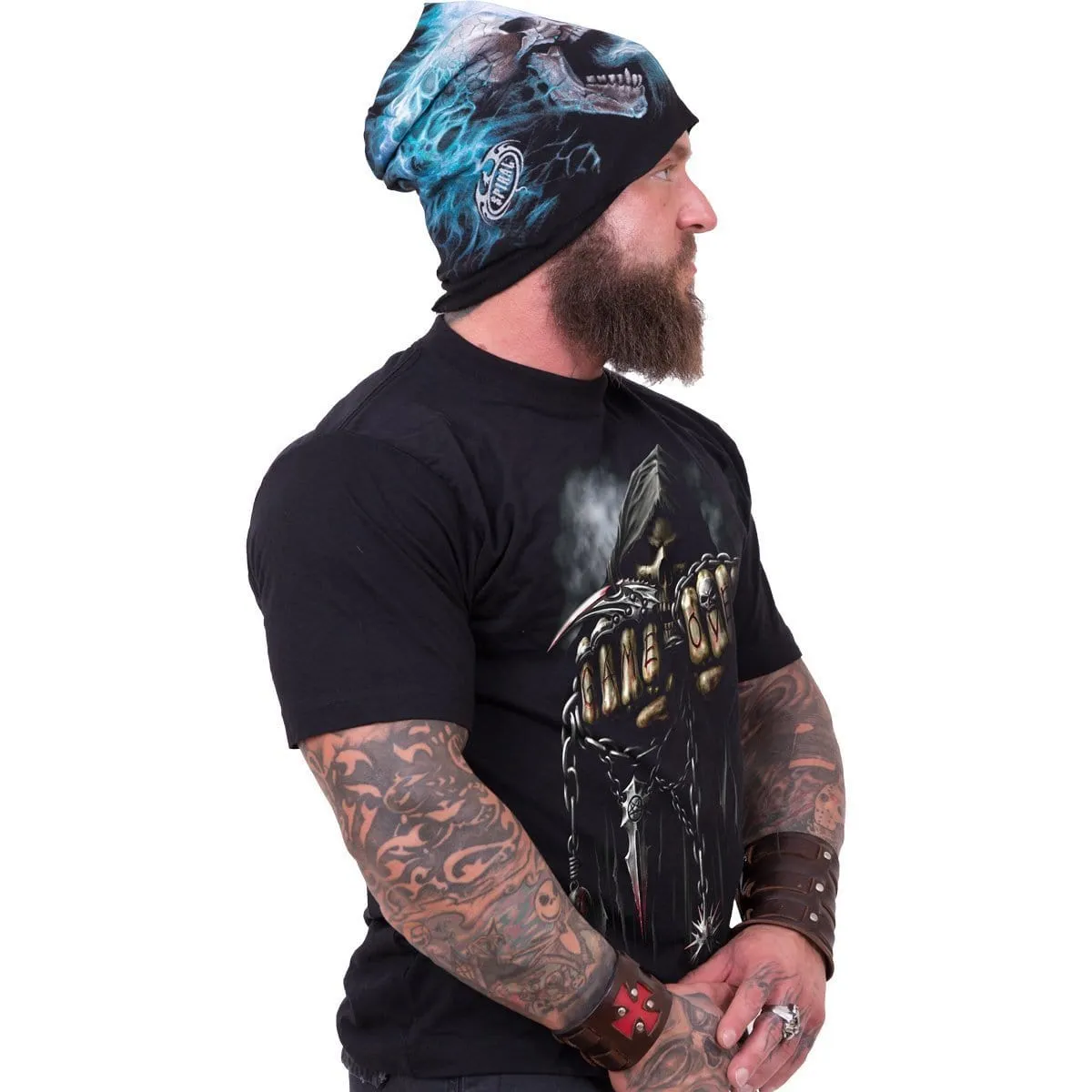 FLAMING SPINE - Light Cotton Beanies Black
