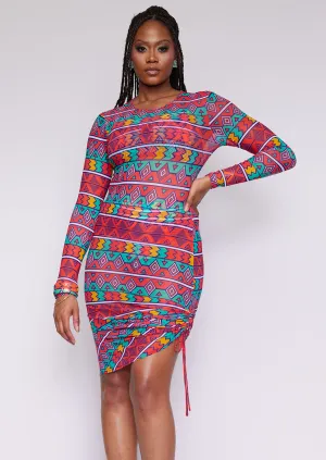 Fola Women's African Print Mesh Cover-Up (Rainbow Tribal) - Clearance