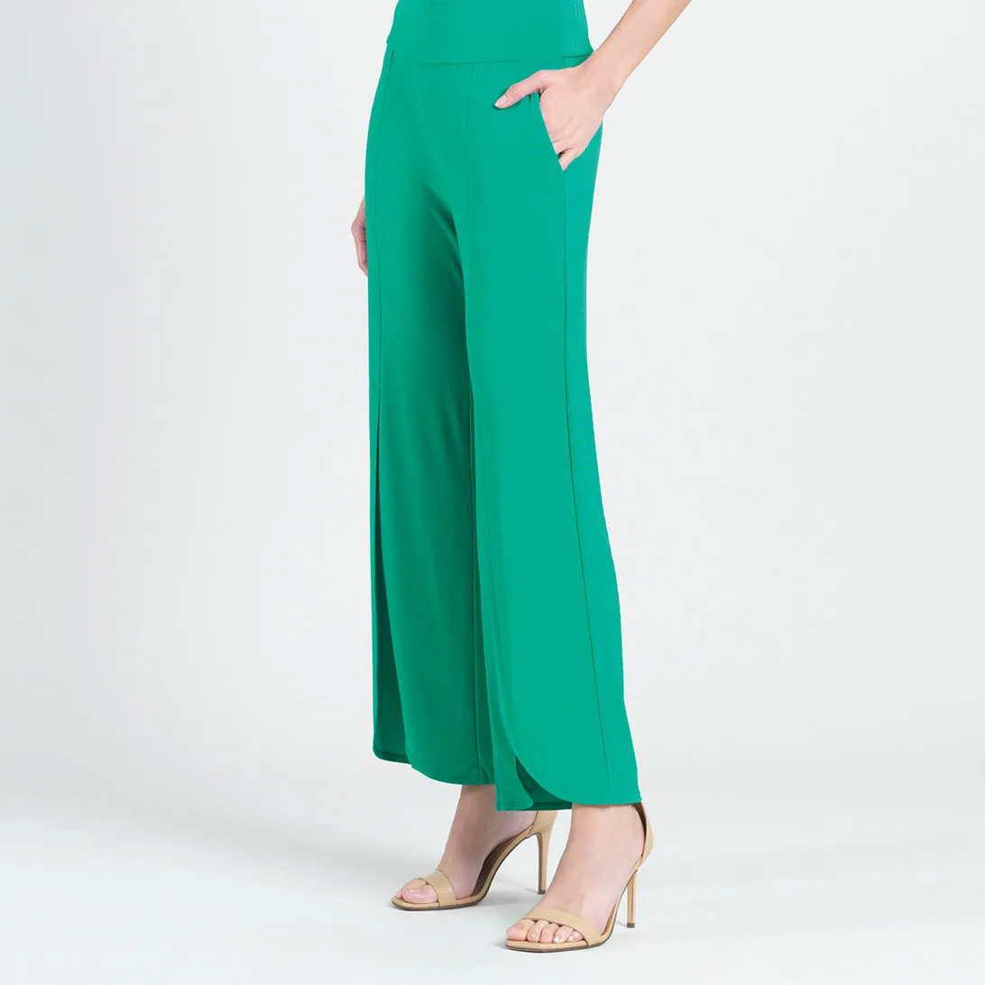 Front Slit Ankle Petal Pant - Emerald