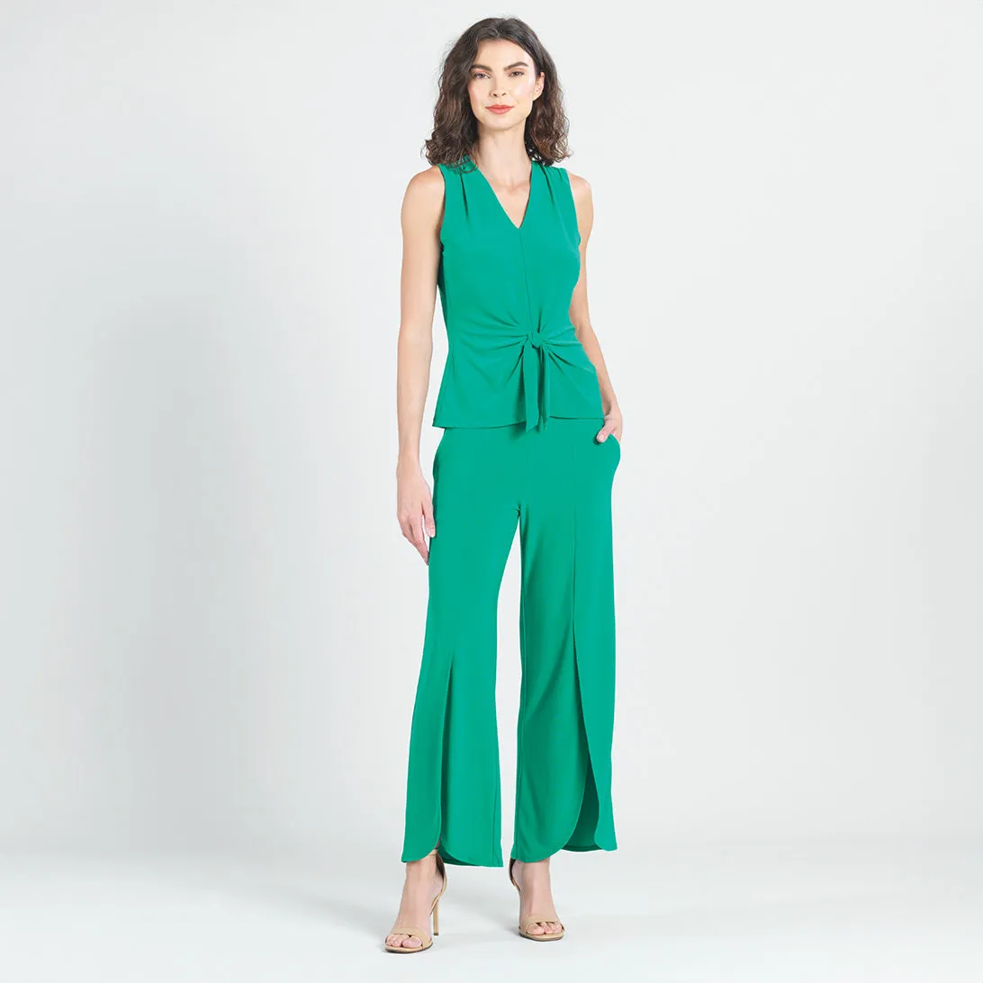 Front Slit Ankle Petal Pant - Emerald