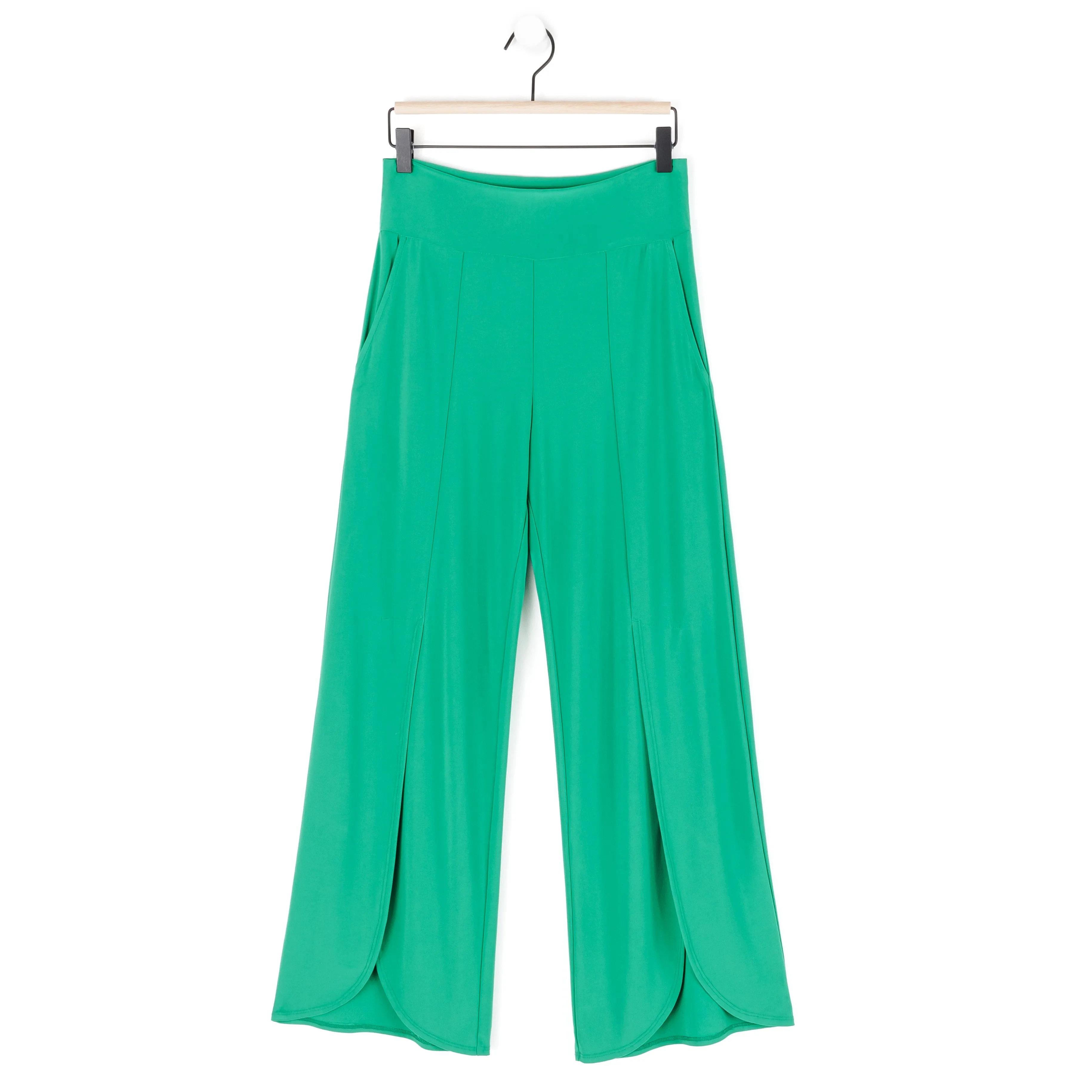 Front Slit Ankle Petal Pant - Emerald